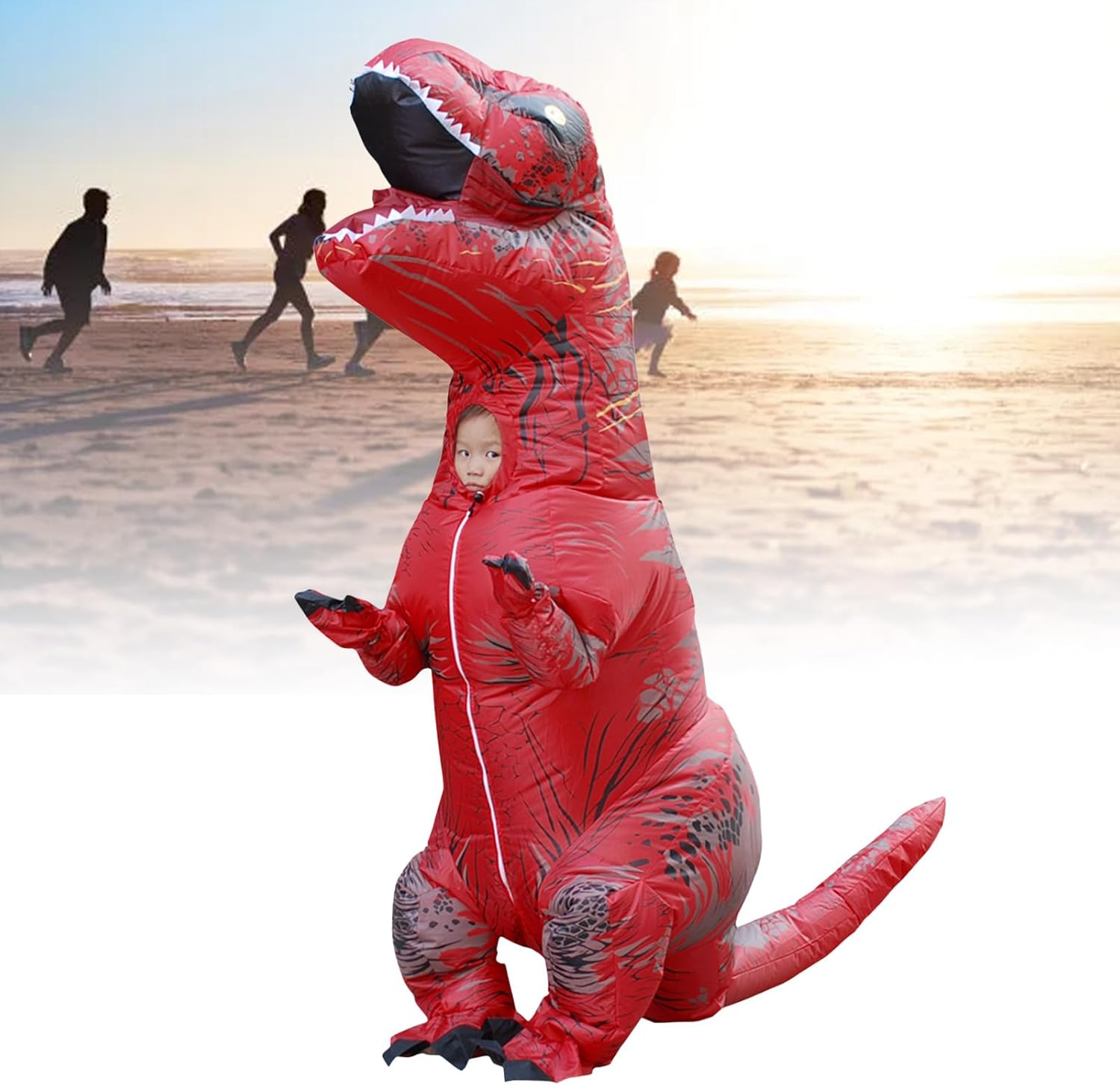 Inflatable Dinosaur Costume, T Rex Costume Lightweight Realistic Waterproof for Halloween (Red)