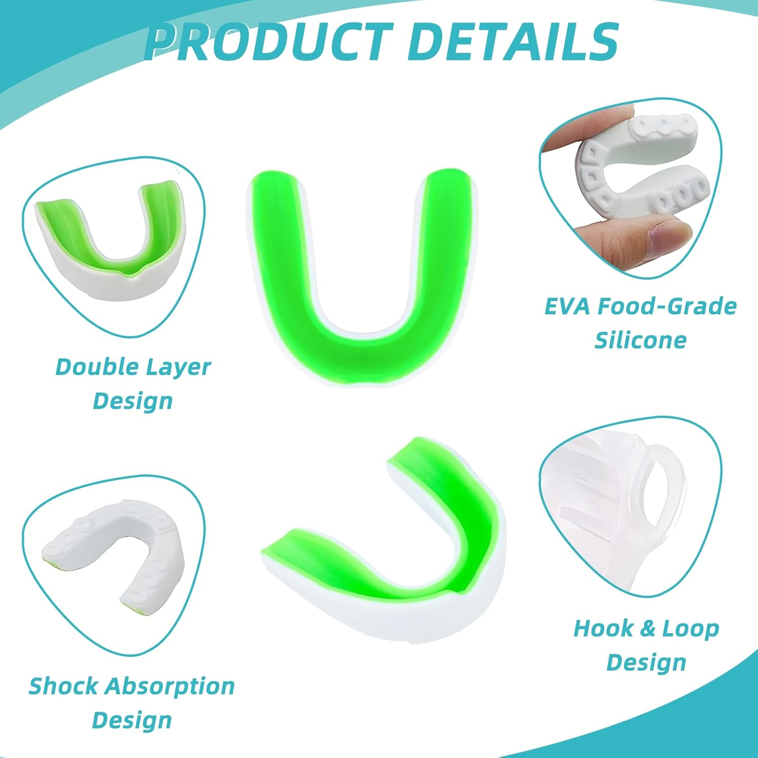 JZS 5 Pack Kids Youth Mouth Guard for Sports Boys Girls Mouth Guard with Case Child Teen Sports Mouthguard for Football Lacrosse Basketball Boxing Soccer Taekwondo MMA Karate image number 6