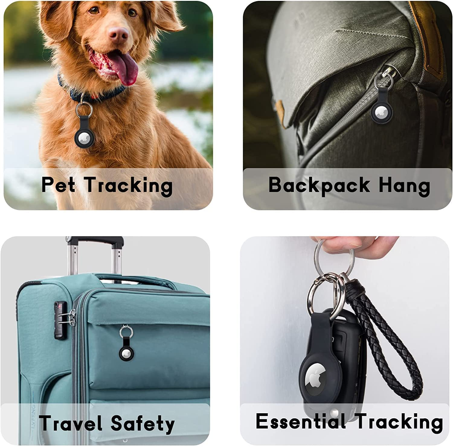 4 Pack Theapro Tag Case for Apple Tags Holder 2021, Keychain Tags Case with Anti-Lost Key Ring, Soft Silicone Anti-Scratch Lightweight Protective Skin Cover (Green+Blue+Gray+Purple) image number 3