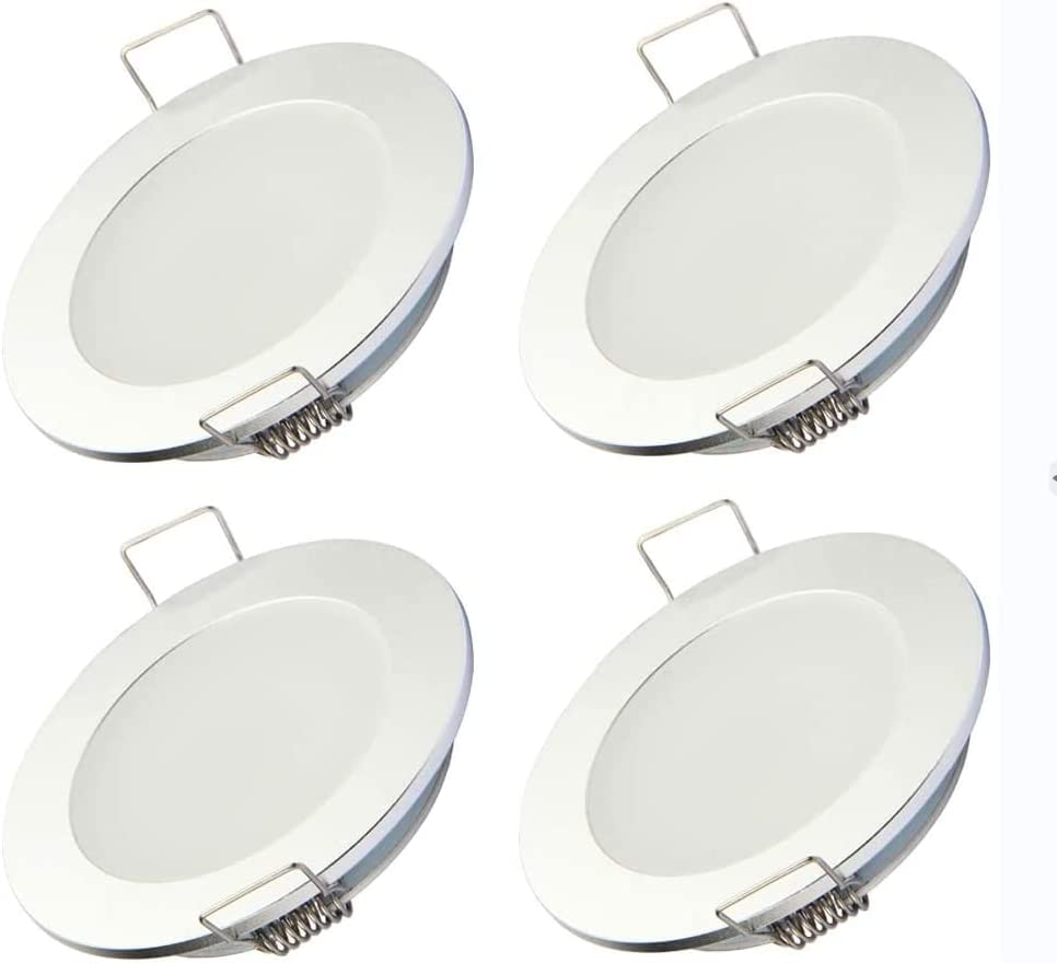 12V 3W RV Boat Ceiling Lights Recessed Cabinet Dome Lights Super Slim Downlights Suitable for Motorhome Sailboat Yacht Interior Lighting 4 Pack (4500K)