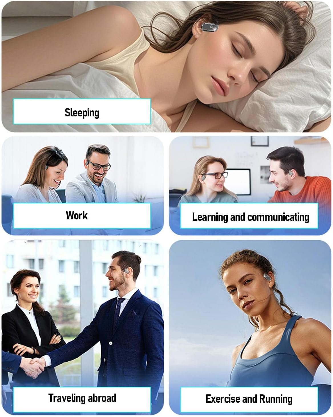 Zopsc AI Translation Earbuds Real Time, 80 Language Support, Wireless Earphones Bluetooth Headphones, Ideal for Travel Business Meetings Learning with Charging Case (Black) image number 4