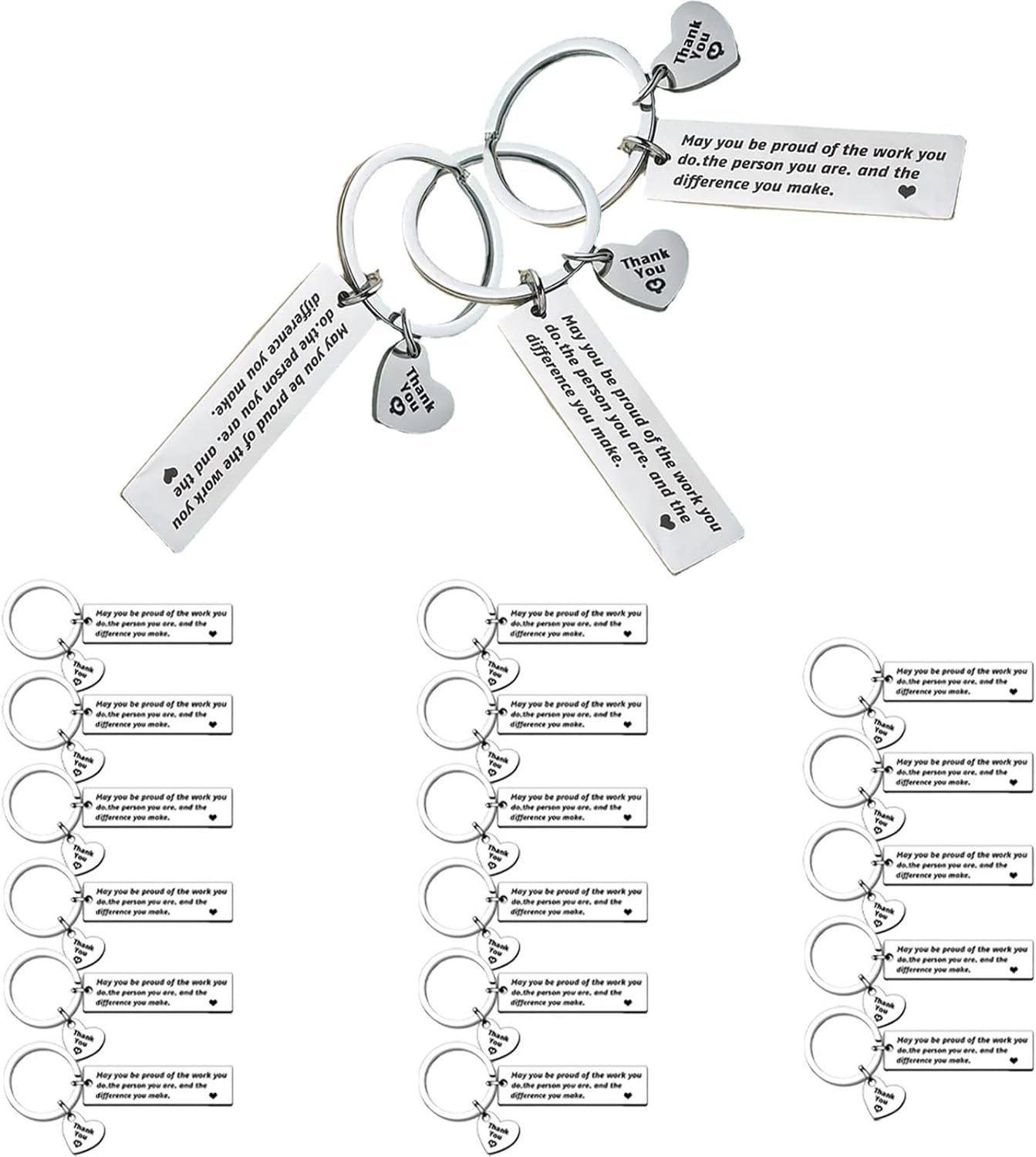 20 Pcs Thank You Gift Appreciation Keychain Make a Difference Keychain Employee Appreciation Gifts Teacher Nurse Worker Appreciation Week Gifts image number 3