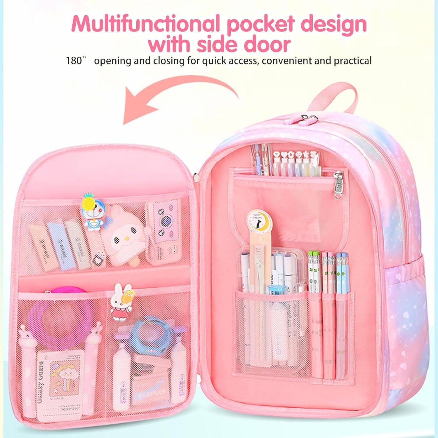 Rainbow Backpack,Rainbow School Bookbags | Laptop Bookbag, Water Resistant Cute Large Capacity Computer School Bag for Girls Teens Students image number 3