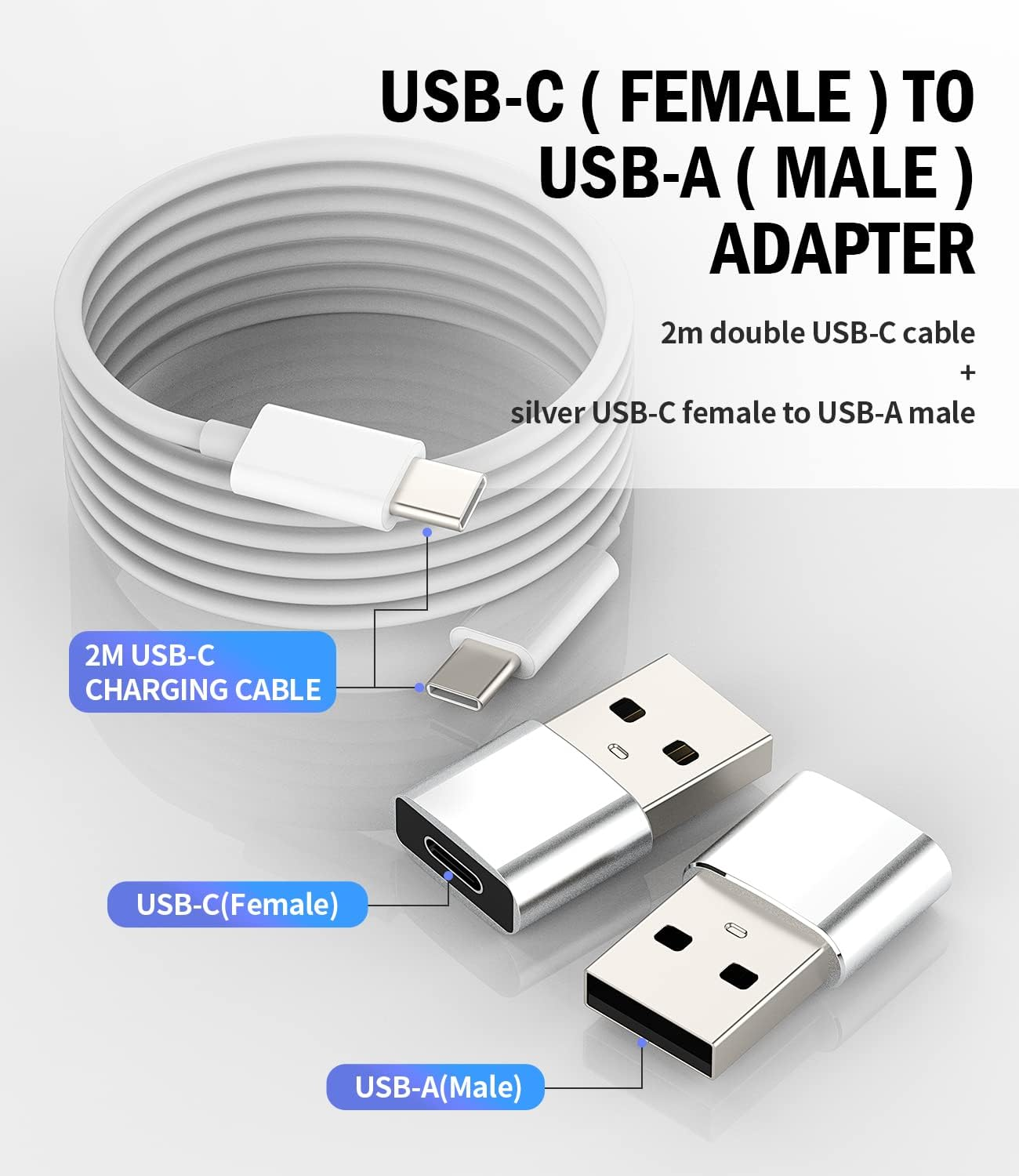 USB C Cable to USBC Charger Extension USB a Adapter Charging Fast Cord Power Data Type Thunderbolt 2 3 4 Port Extender Compatible for Apple for Ipad Pro Macbook Air Galaxy S21 S20 S10 Pixel image number 5
