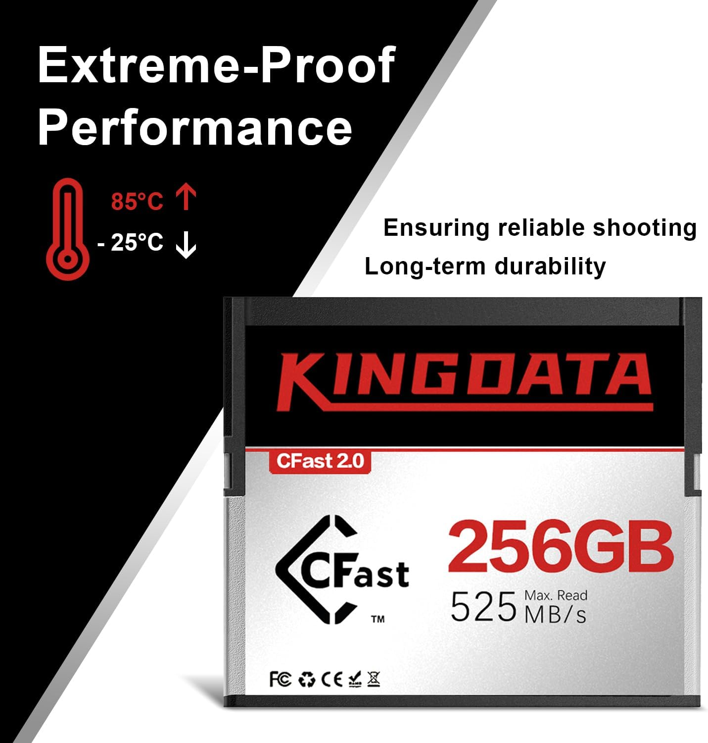 KINGDATA Cfast 2.0 Memory Card 256GB High-Speed 525MB/S for 6K Video for Canon Sony Cinema Cameras image number 3