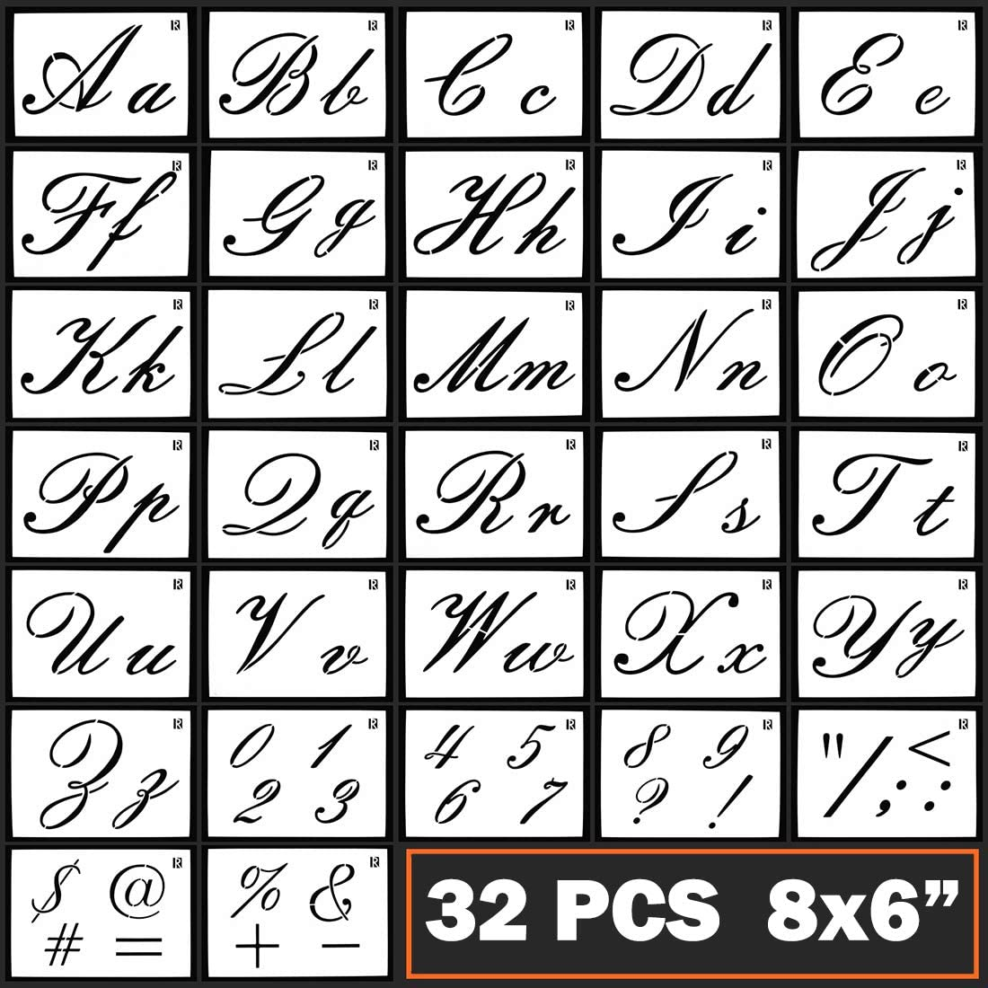 Letter Stencils Cursive Letter Stencils Calligraphy Stencil Letters Cursive Alphabet Letter Number Drawing Painting Stencils Scale Template Sets for DIY Painting Craft for Painting on Wood image number 5