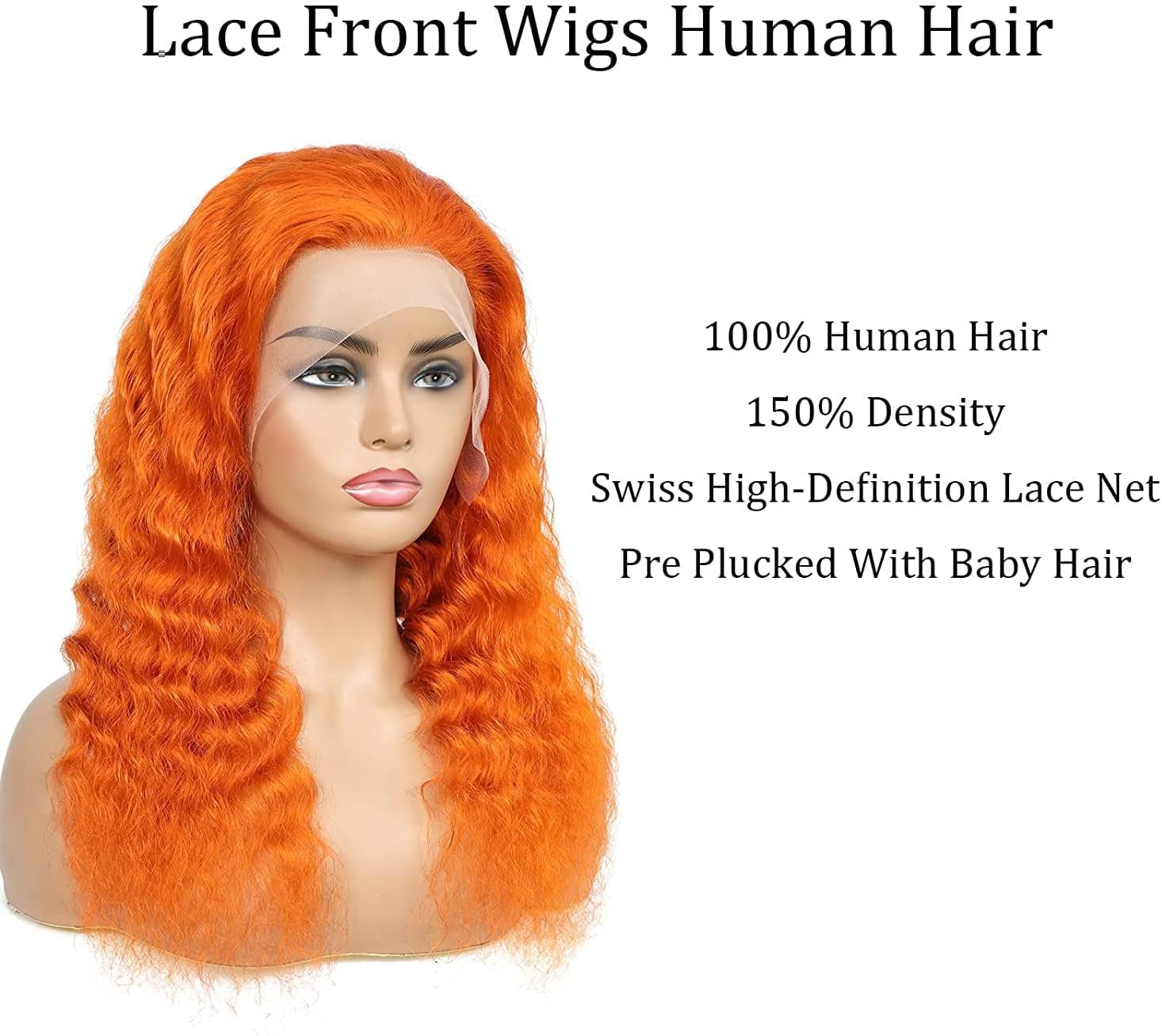 MNMNM Orange Lace Front Wigs Body Wave Human Hair Wig Lace Wig Brazilian Human Hair Wave 13 X 4 Human Hair Wig image number 1