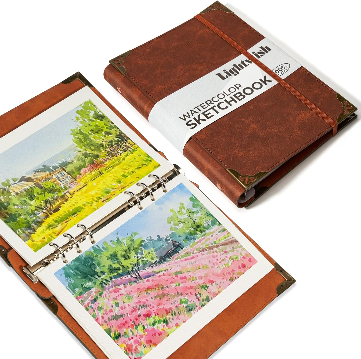 Lightwish Watercolor Sketchbook,100% Cotton Acid Free Watercolor Journal,300Gsm/140Lb Cold Press Watercolor Paper for Artists,Adults,Students,20 Sheets,5.5 * 8.2 Inches Paper