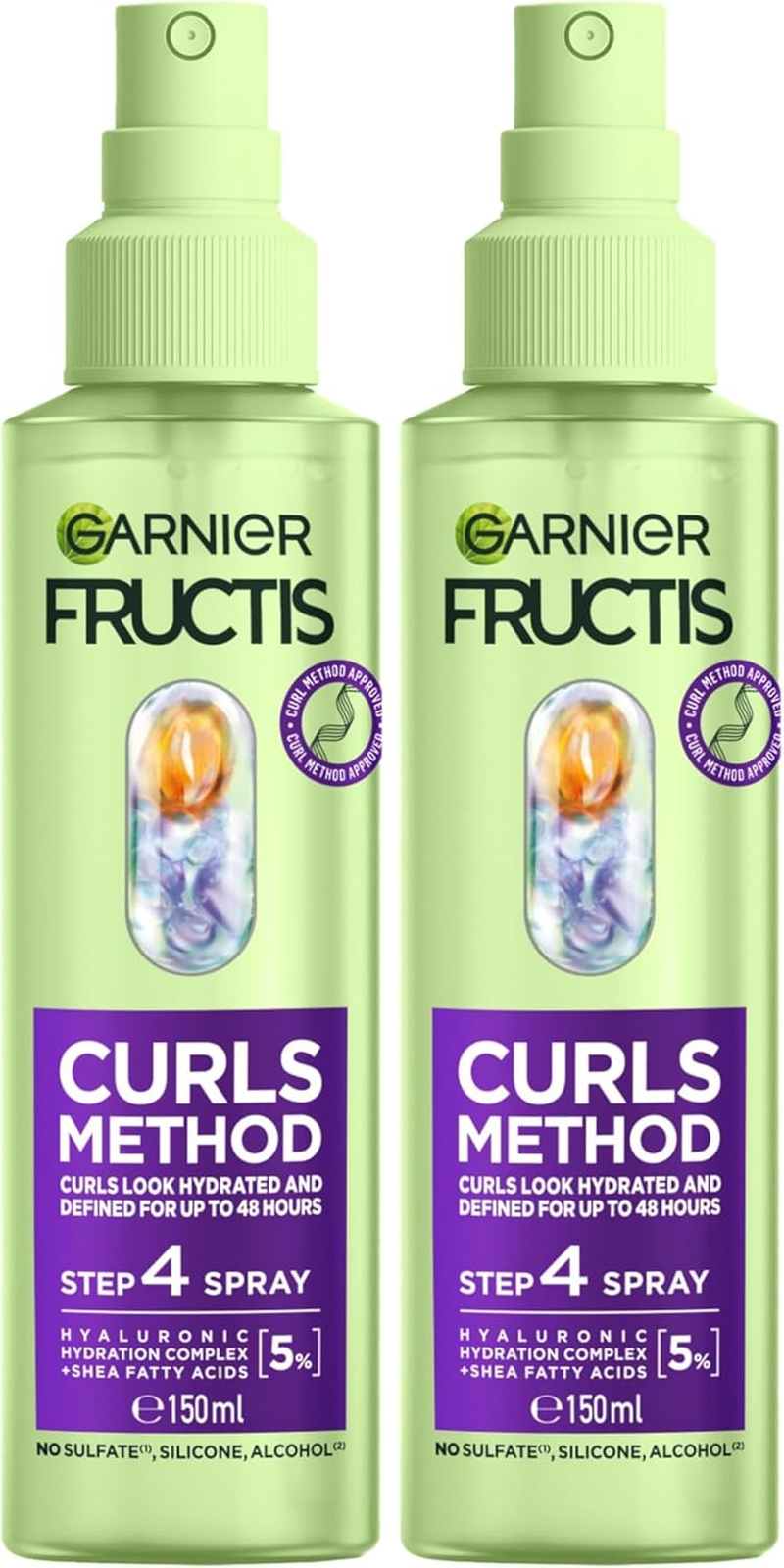 Garnier Fructis Curls Method Defining Spray, for Wavy, Curly & Coily Hair, Defines & Holds Curls without Stiffness, Enriched with Hyaluronic Acid & Shea Butter, No Silicones, No Alcohol, 150Ml
