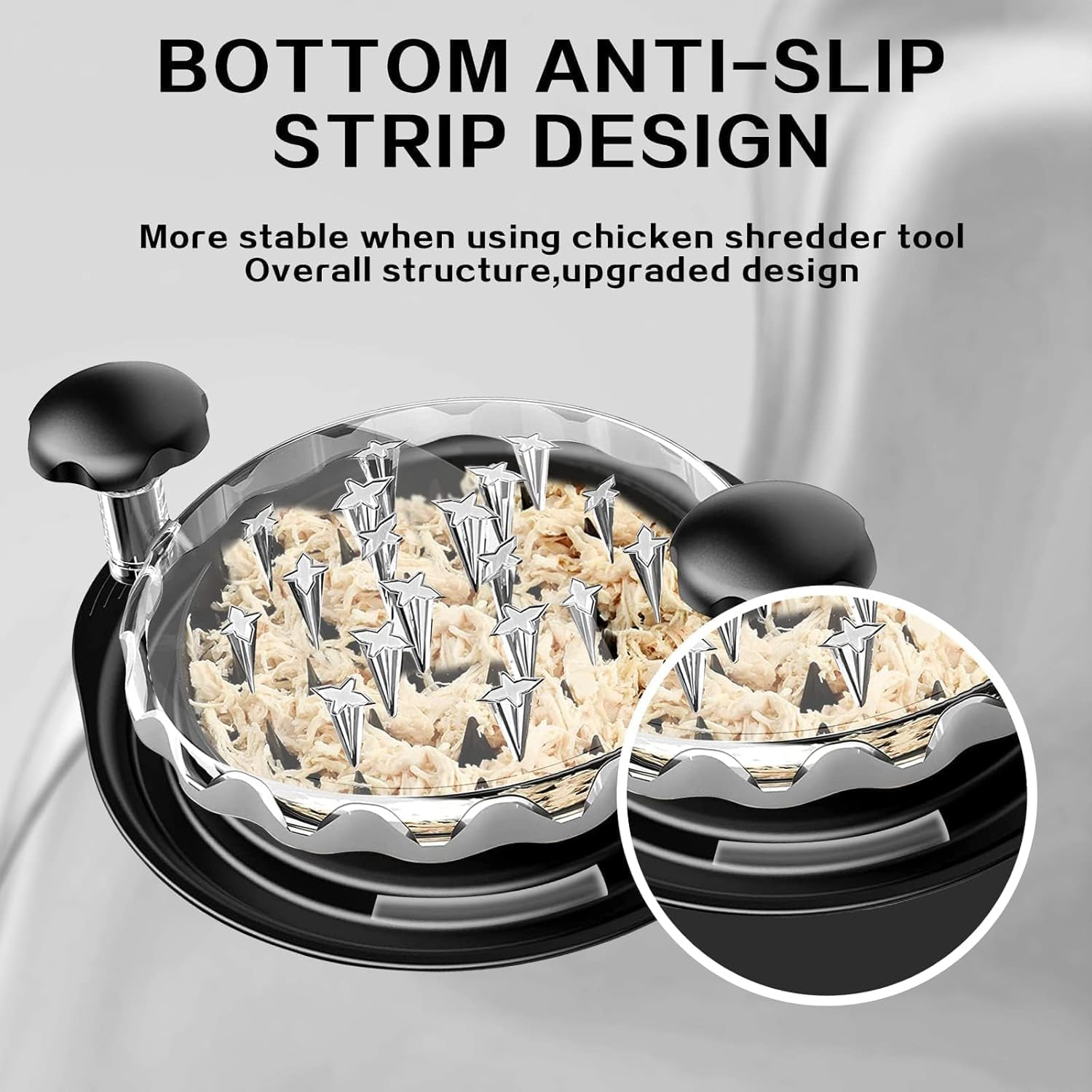 Chickenshredder, Visible Chicken Breast Shredder Tool Twist, Large Meat Shredder Machine - Ergonomic Handle, Dishwasher Safe, Anti-Slip, Cleaning Brush, Heat Resistant image number 1