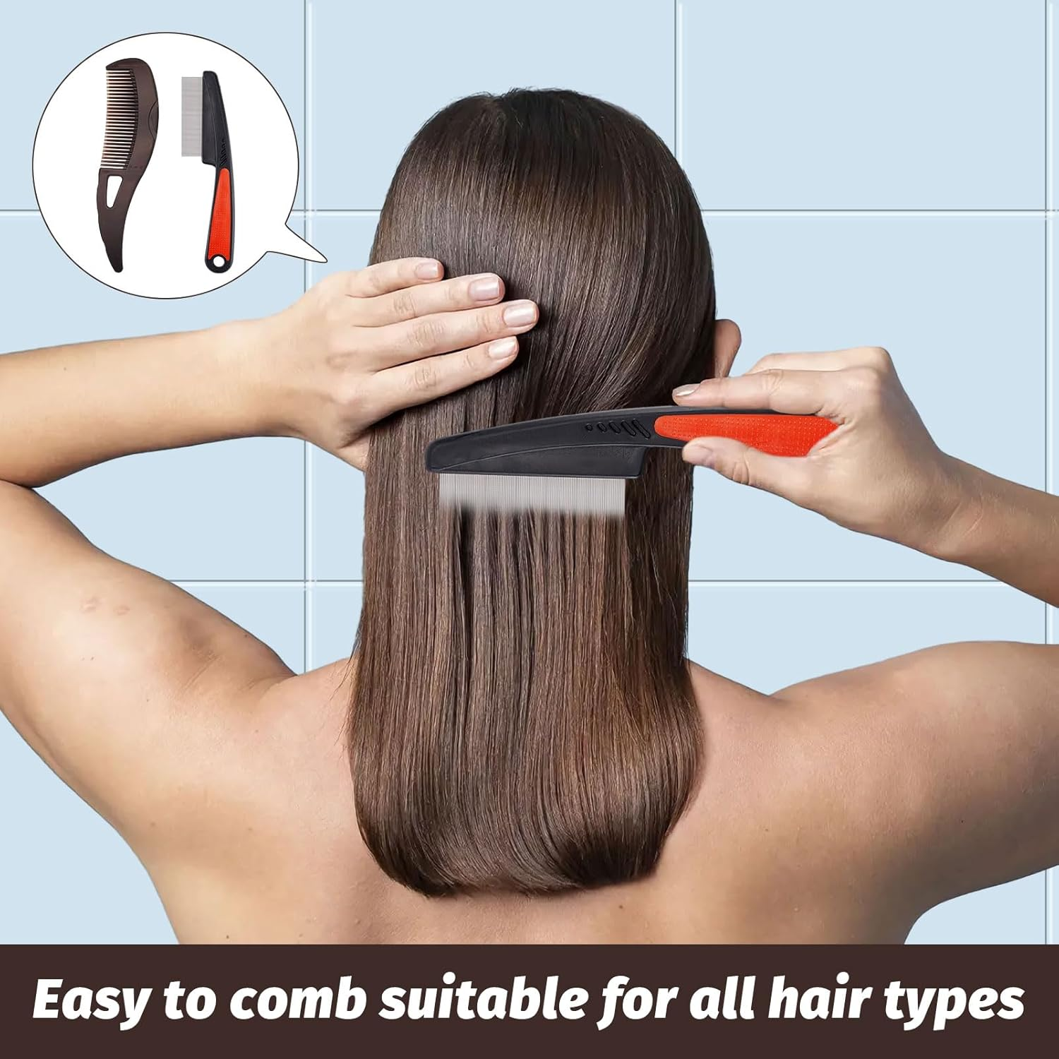 Dandruff Comb, Scalp Comb, Scalp Brush, 2Pcs Hollow Tooth Hairbrush Dandruff Comb and 2Pcs Stainless Steel Fine Tooth Dandruff Remover Comb, Scalp Sweep Detoxing Comb, Scalp Detox Comb image number 2