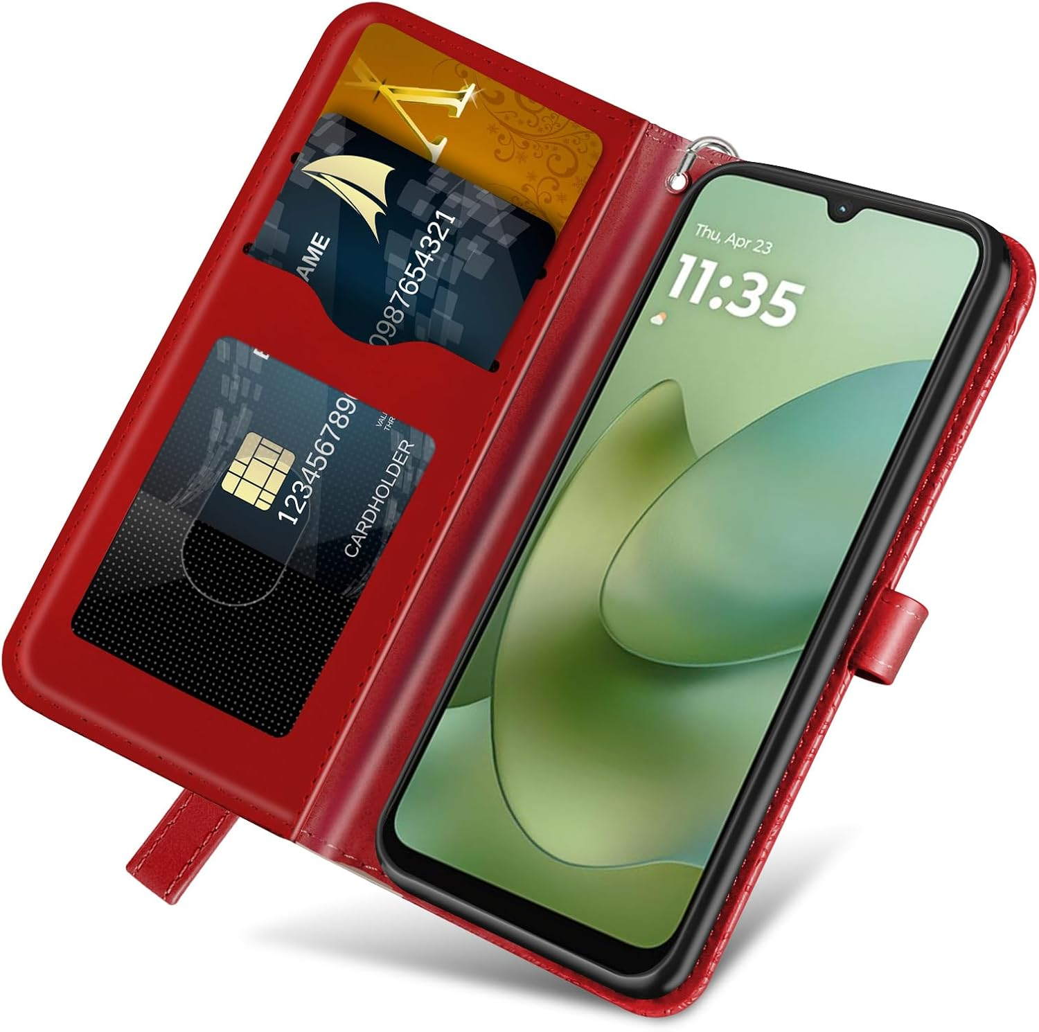 CXTCASE Case for Motorola Moto G06 PU Leather Folio Flip Cover with Card Slots, Magnetic Wallet Phone Case for Motorola Moto G06 - Red - Blue image number 2