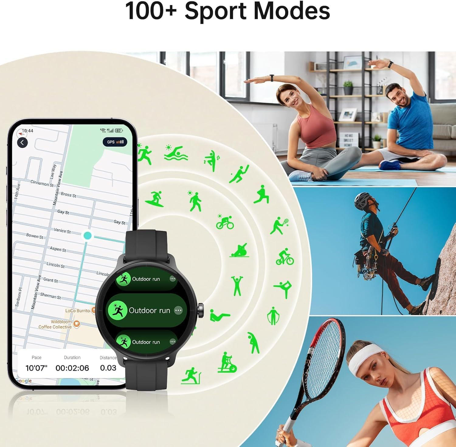 Smart Watch for Women Men (Answer/Make Calls), Smartwatches Built-In AI Voice, 1.27" HD Touch Fitness Watch with Heart Rate/Sleep/Step/Spo2 Monitor, 100+ Sports Modes & IP68 Waterproof for Android Ios - Black image number 4