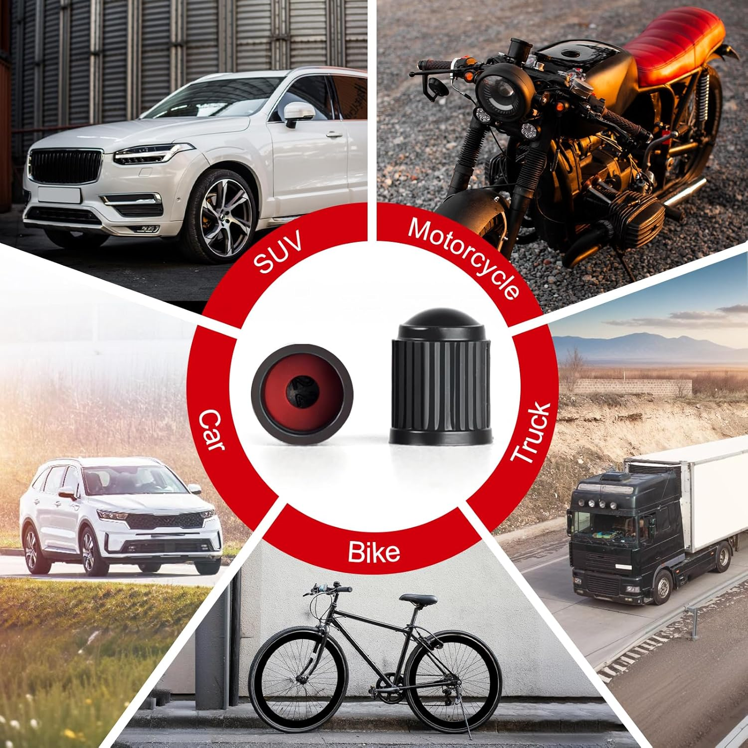 100PCS Tire Valve Caps, Valve Stem Caps with O Rubber Ring, Tire Caps Are Suitable for Bicycles, Cars, Motorcycles, Suvs and Trucks (Black) image number 6