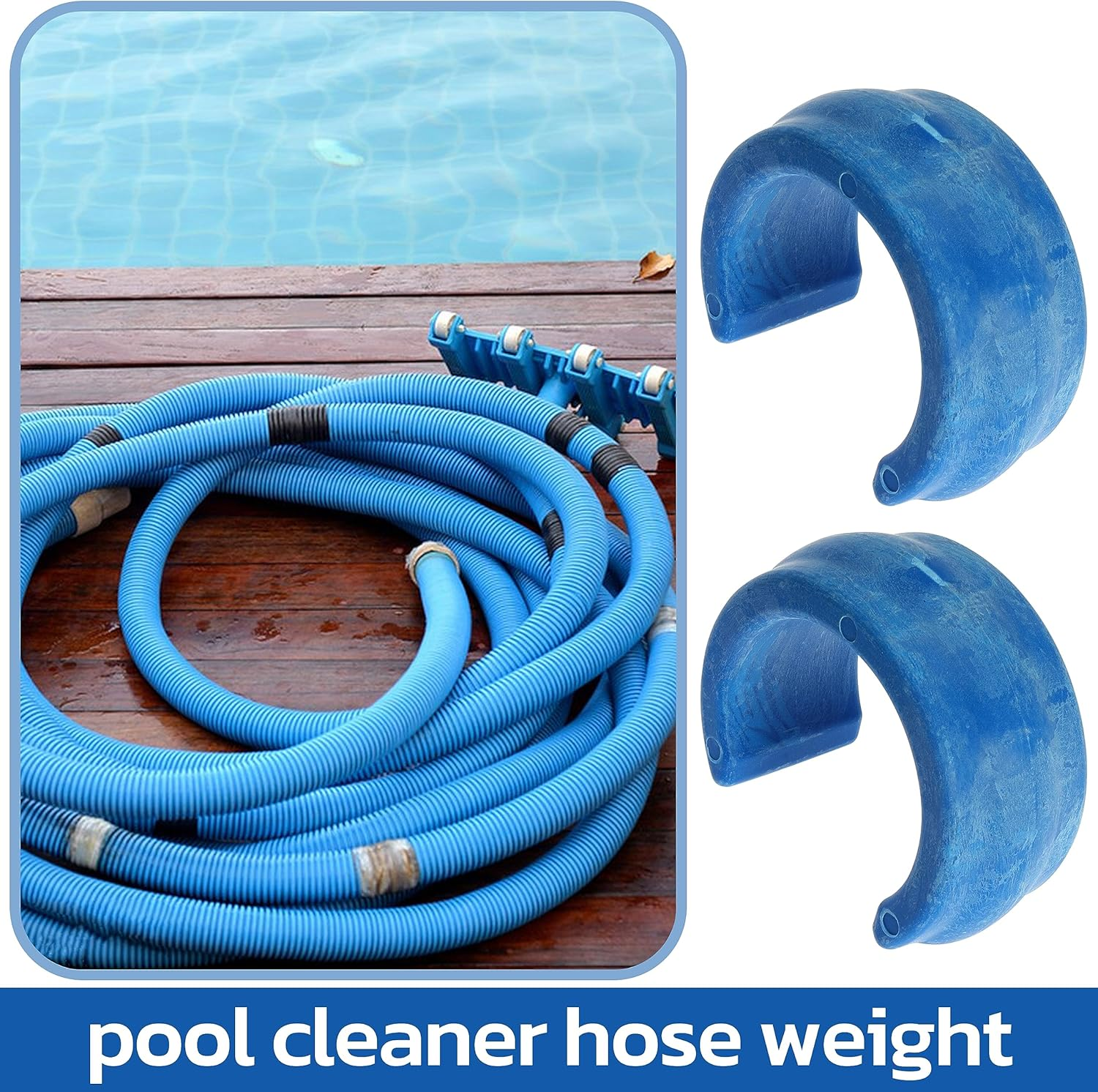 Nayciiy Universal Pool Hose Weight (Blue) (2 Pack) - Suitable for Most Pool Cleaners, 4Cm Hose Diameter, Plastic or Rubber Material image number 6