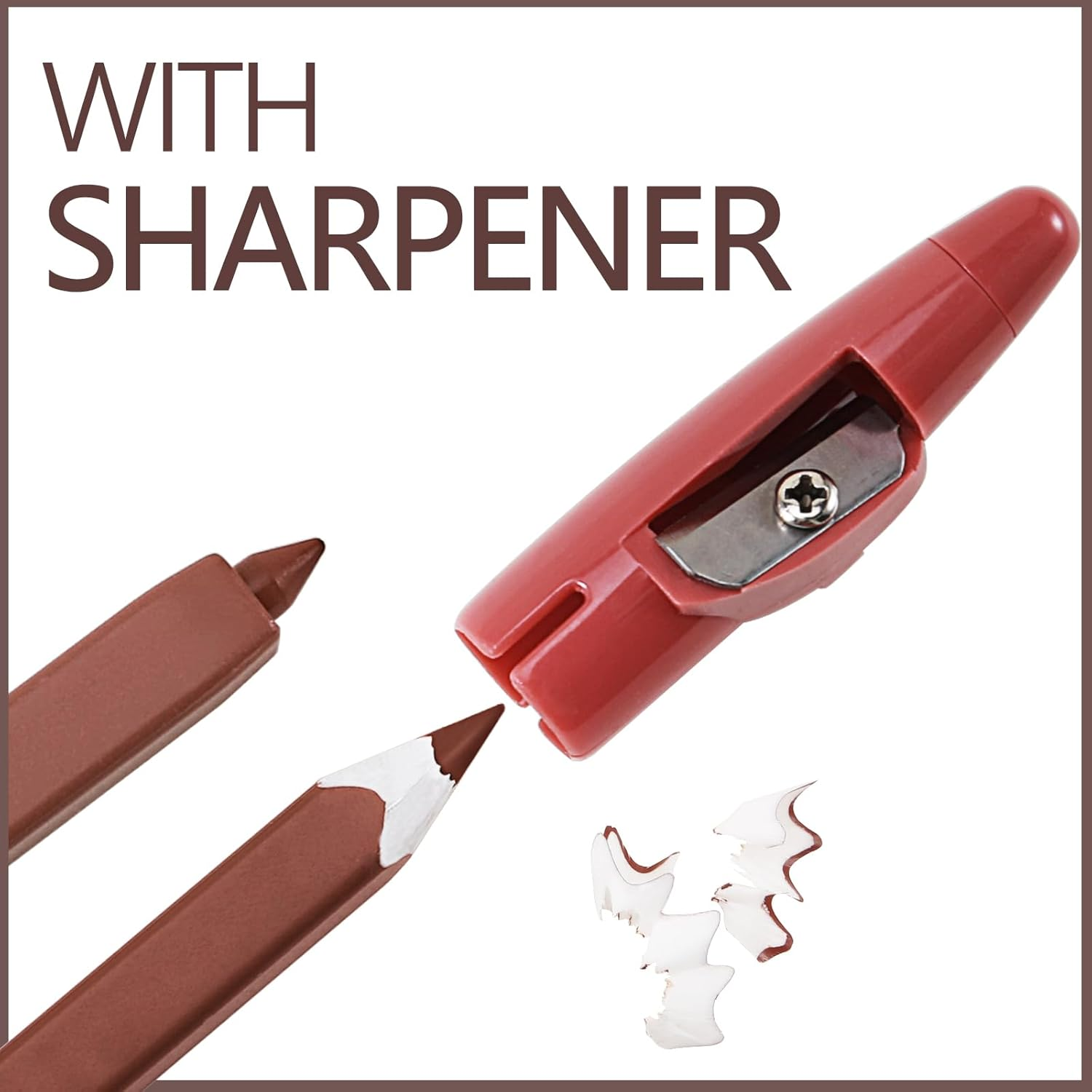 Matte Lip Liner Pencil,Highly Pigmented Retractable Lip Crayon,All Day Wear Nude Lipstick with Sharpener,Waterproof Brown Lipliner image number 3