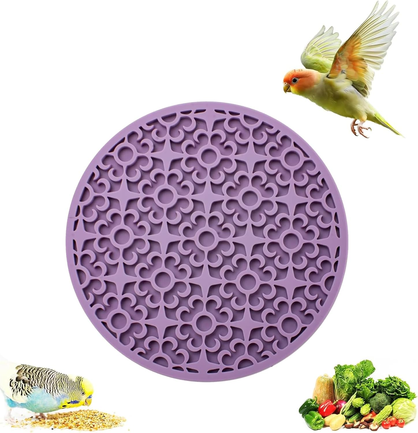 Fokmuaex Slow Feeder Mat for Parrots - 1PCS Silicone Foraging Puzzle Mat for Birds, Parakeets, Cockatiels - Interactive Feeding Toy to Prevent Fast Eating image number 2
