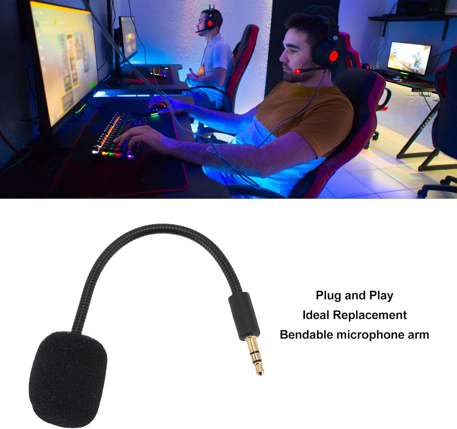Replacement Game Mic for Barracuda X Headset, 3.5Mm Gold Plated Detachable Mic Boom image number 6