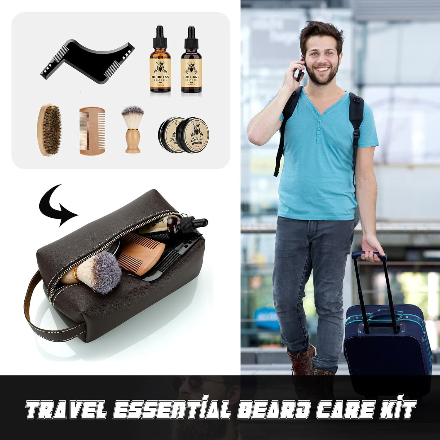 Beard Kit Gifts for Men, 9 Pcs Beard Care Grooming Kit, Beard Growth Kit Unique Men'S Gifts for Men Dad Him Husband Boyfriend, Father'S Day Anniversary Birthday Ideas for Dad Boss image number 6