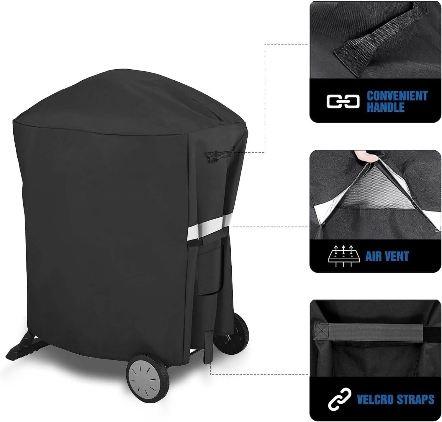 Grill Cover for Weber Q100/1000/1200, Q200/2000/2200 Series, Compatiable with Weber 7113, Waterproof Anti-Fade Grill Covers for Weber 50060001 51060001 54060001 Liquid Propane Grill - 7113-81.3L X 43.2W X 88.9H(Cm) image number 5