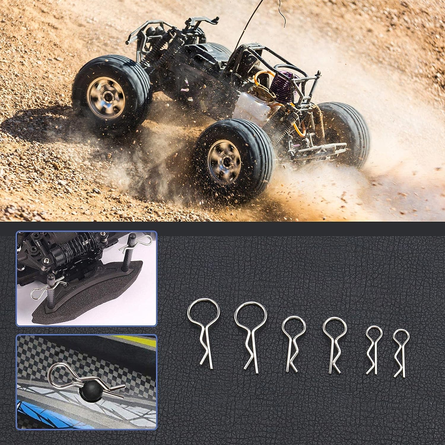 Emsea 180Pcs Body Clip Pin Stainless Steel Body Shell Clip 1/8 1/10 1/16 for RC Car image number 4