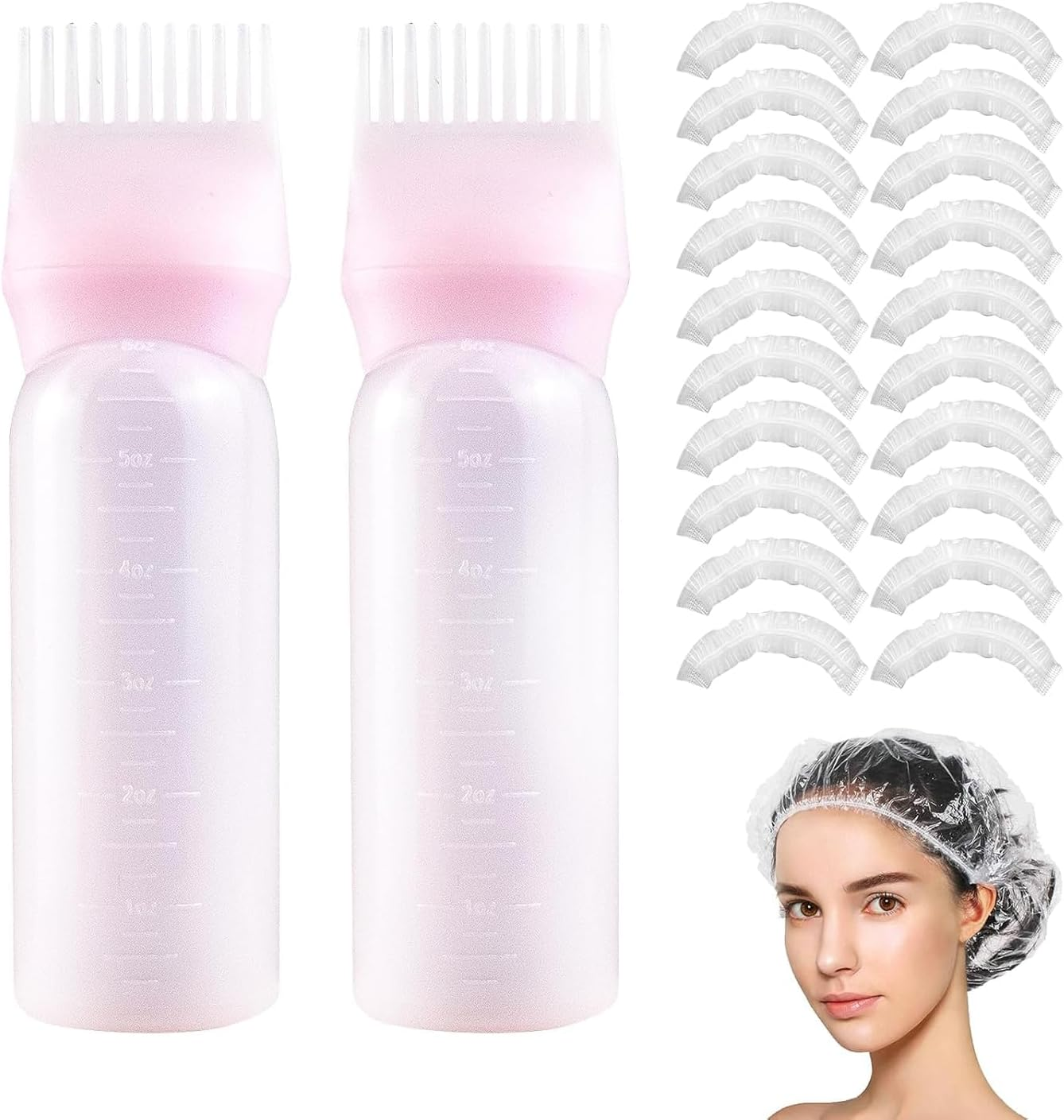 6 Ounce Root Comb Applicator Bottle, 2 Pack, Pink - Hair Oil Applicator, Hair Dye Applicator, Travel, School-Pink image number 4