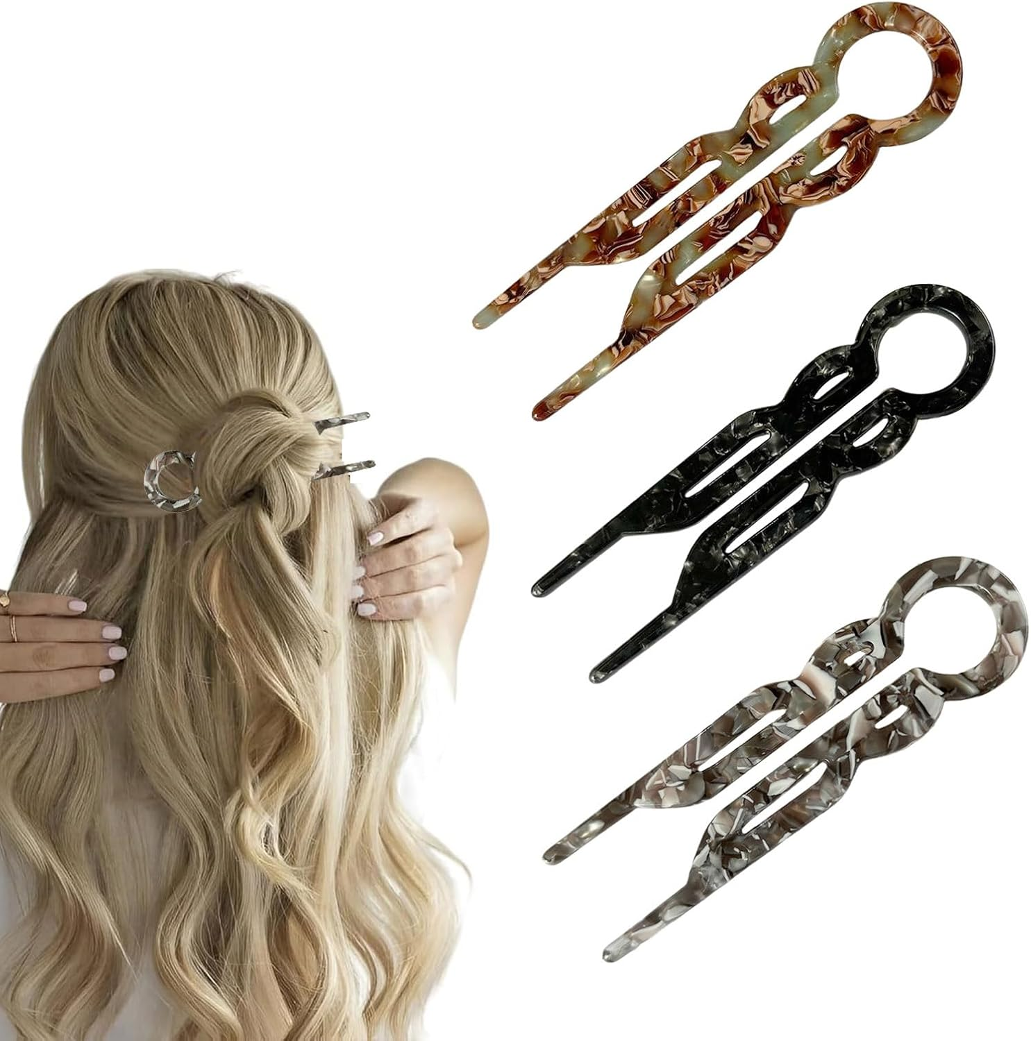 3PCS Lialys Hair Pin, Prestige Hair Pin, Elegant Hair Clips for Women, French Hair Pins, U-Shaped Grip Hairpins for All Hair Types, New Hair Accessories