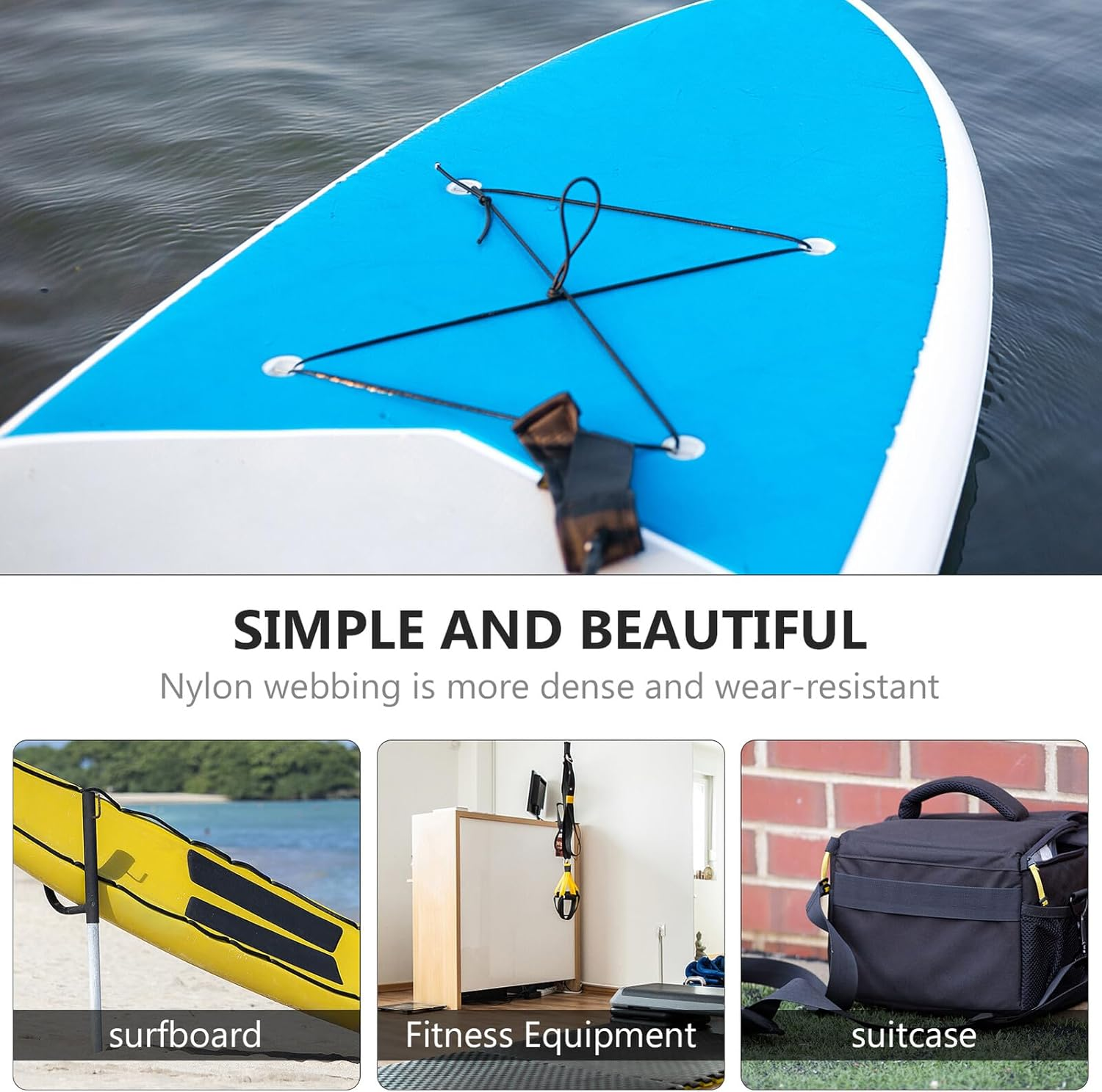 ORFOFE 2Pcs Travel Tie down Straps Heavy Duty Equipment Bundling Belt with Buckle for Surfboards Kayaks Luggage Cargo Secure Fixing Accessories image number 5