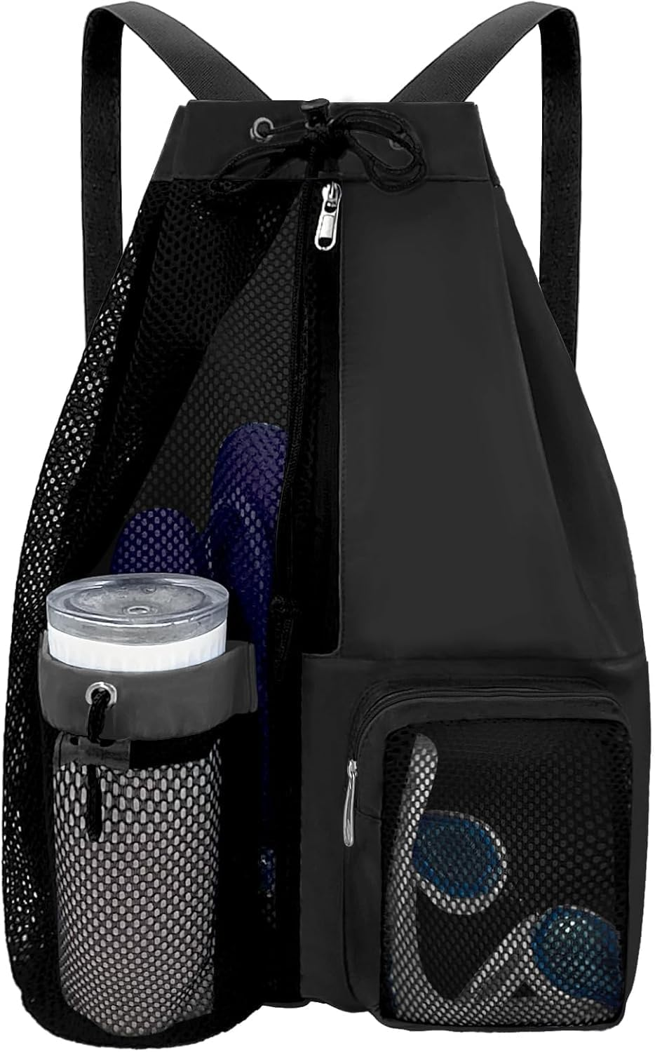 Rhoyee Mesh Drawstring Backpack &ndash; Lightweight Waterproof Beach & Pool Bag with Breathable Design, Large Capacity Swim Backpack for Kids & Adults, Ideal for Gym, Travel & Summer Camp