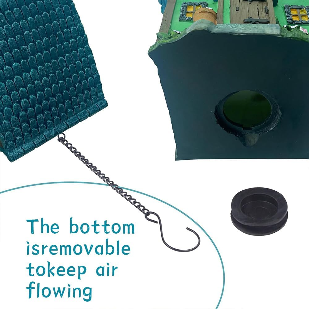 Outdoor Birdhouse, Hanging Natural Bird Nest, Resting Place, Resin Colorful Bird Nest Box with Hanging Chain, for Outdoor Garden Backyard Decoration, Birdhouse for Wrens, Finches, Cardinals image number 3