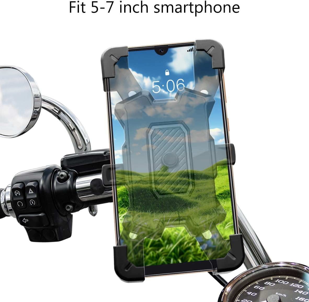 Reelau Motorcycle Phone Holder, Bike Phone Mount Holder 360&deg; Rotating Smartphone Quick Release Bicycle Phone Holder, anti Theft Phone Mount Holder for Motorcycle/Bicycle/E-Bike (For Handlebar) image number 5