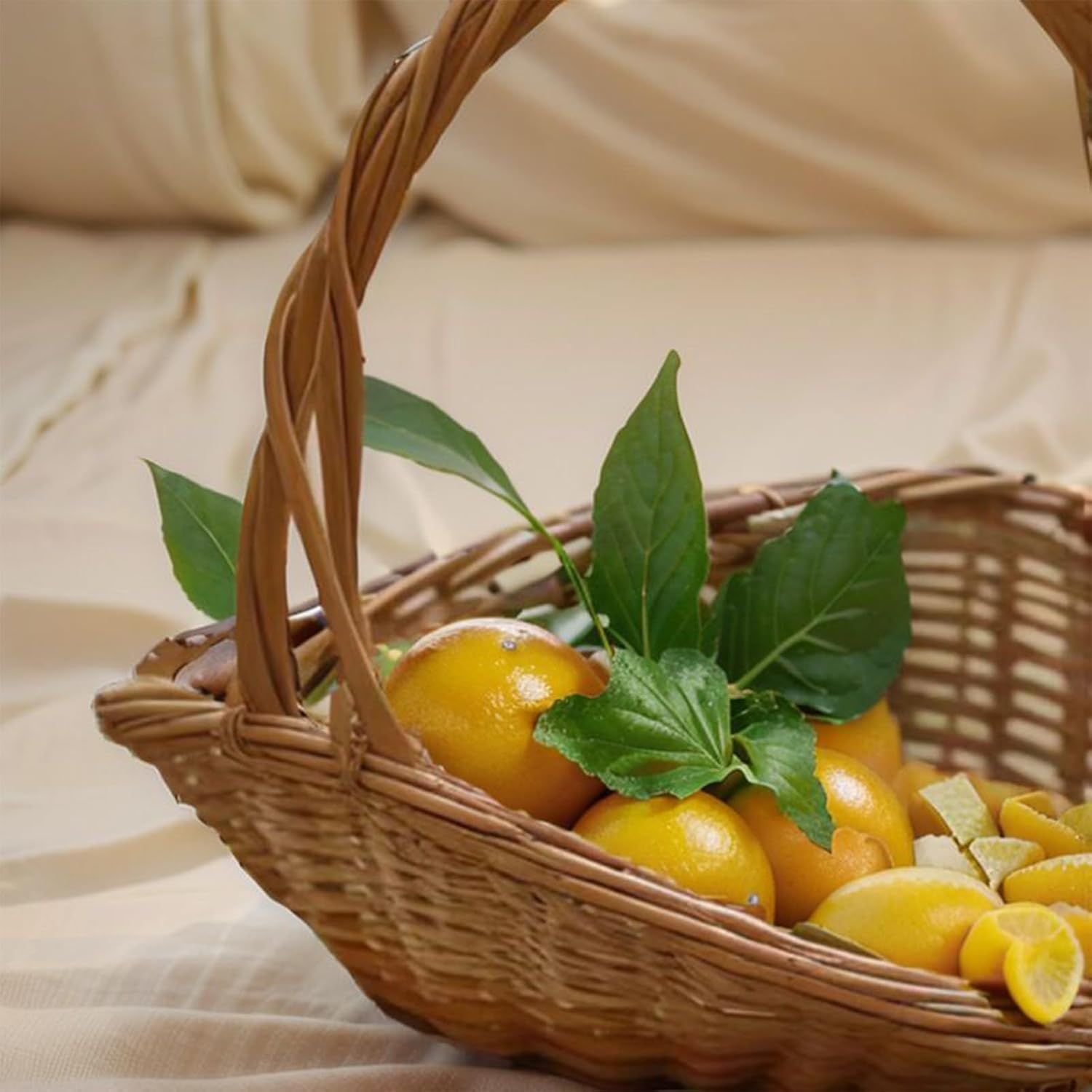 Kitchen Fruit Basket | Wicker Rattan Basket with Handle - Large Storage Organizer Food Containers, Floral Arrangements Home Decor Wedding Decor for Picnic Beach image number 1