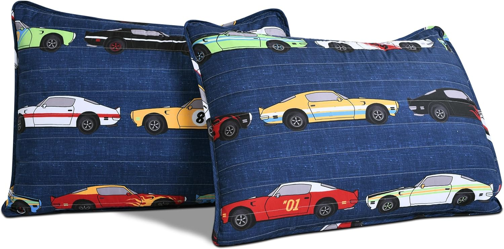 Lush Decor Lush D&eacute;cor Navy Race Car Kids' 2-Piece Quilt, Reversible Bedding Set for Boys (Twin) image number 6