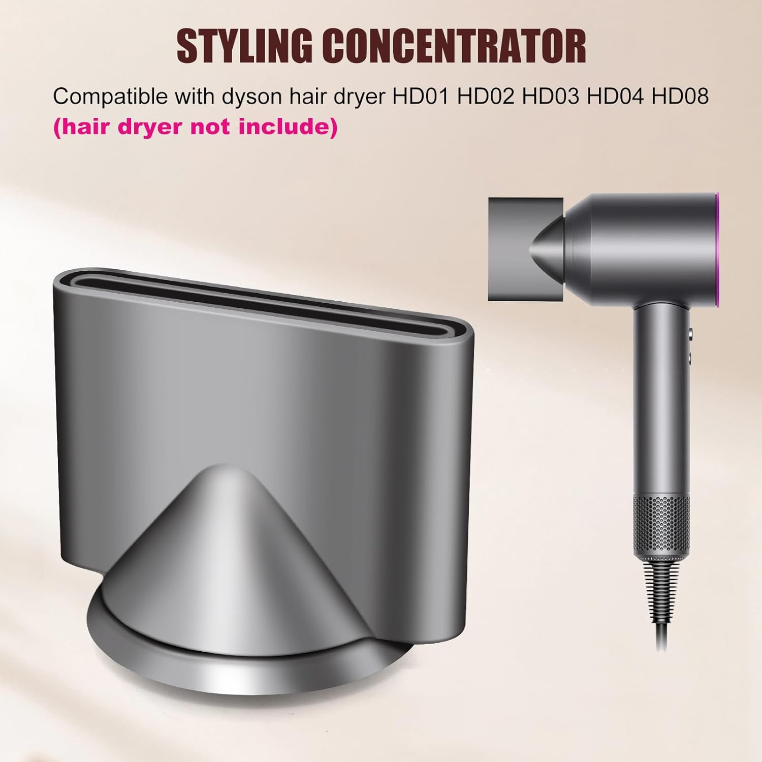 Odashen Gentle Air Attachments/Diffuser/Styling/Concentrator/Smoothing Nozzle Accessories for Dyson Supersonic Hair Dryer HD01,HD02,HD03 (Styling Concentrator) image number 4
