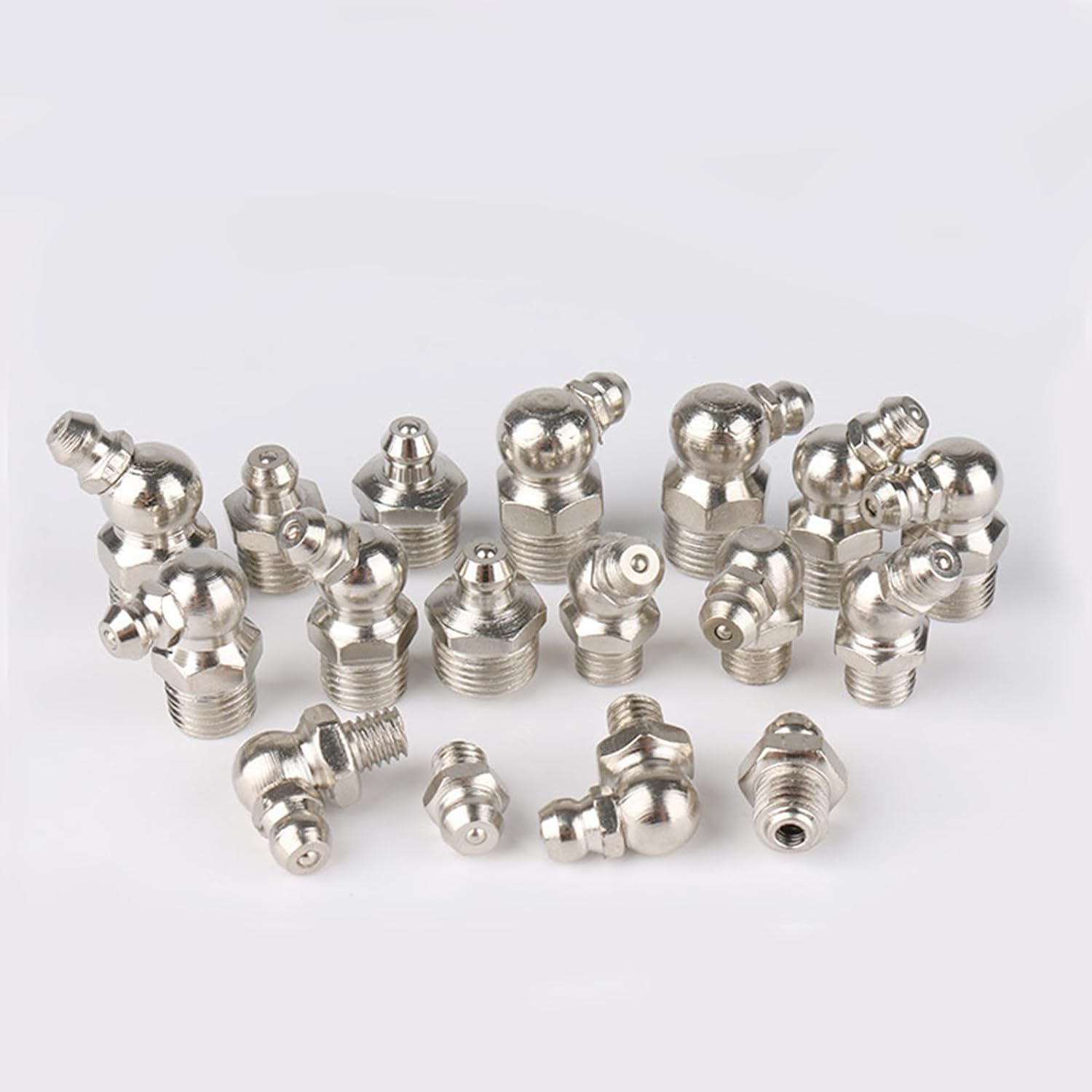 Acbbmns 220Pcs Metric & Imperial Hydraulic Grease Nipple Assortment Kit 1/4" 1/8" M6 M8 M10 Straight 45 Degree 90 Degree Angled Galvanized Steel Grease Fitting Set image number 3