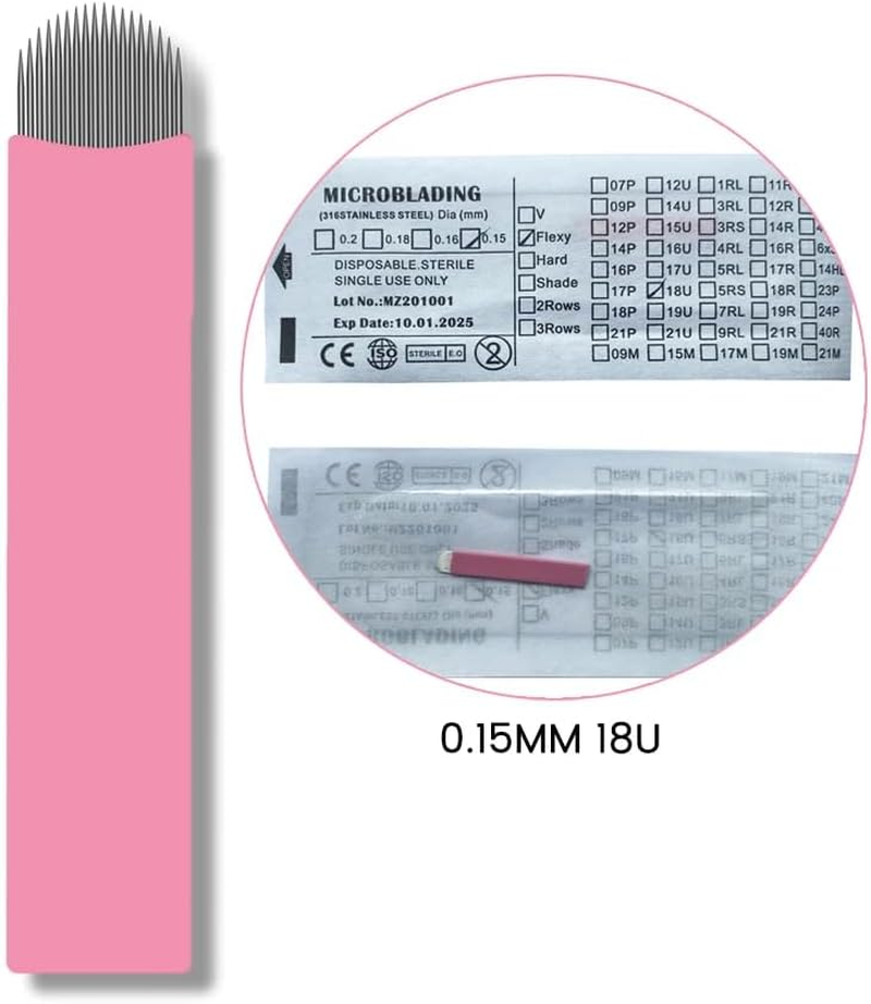 Microblading Handles Manual Microblading Pen with Nano 0.15Mm Blade Microblade Holder for Eyebrow Lip Microblading Kit