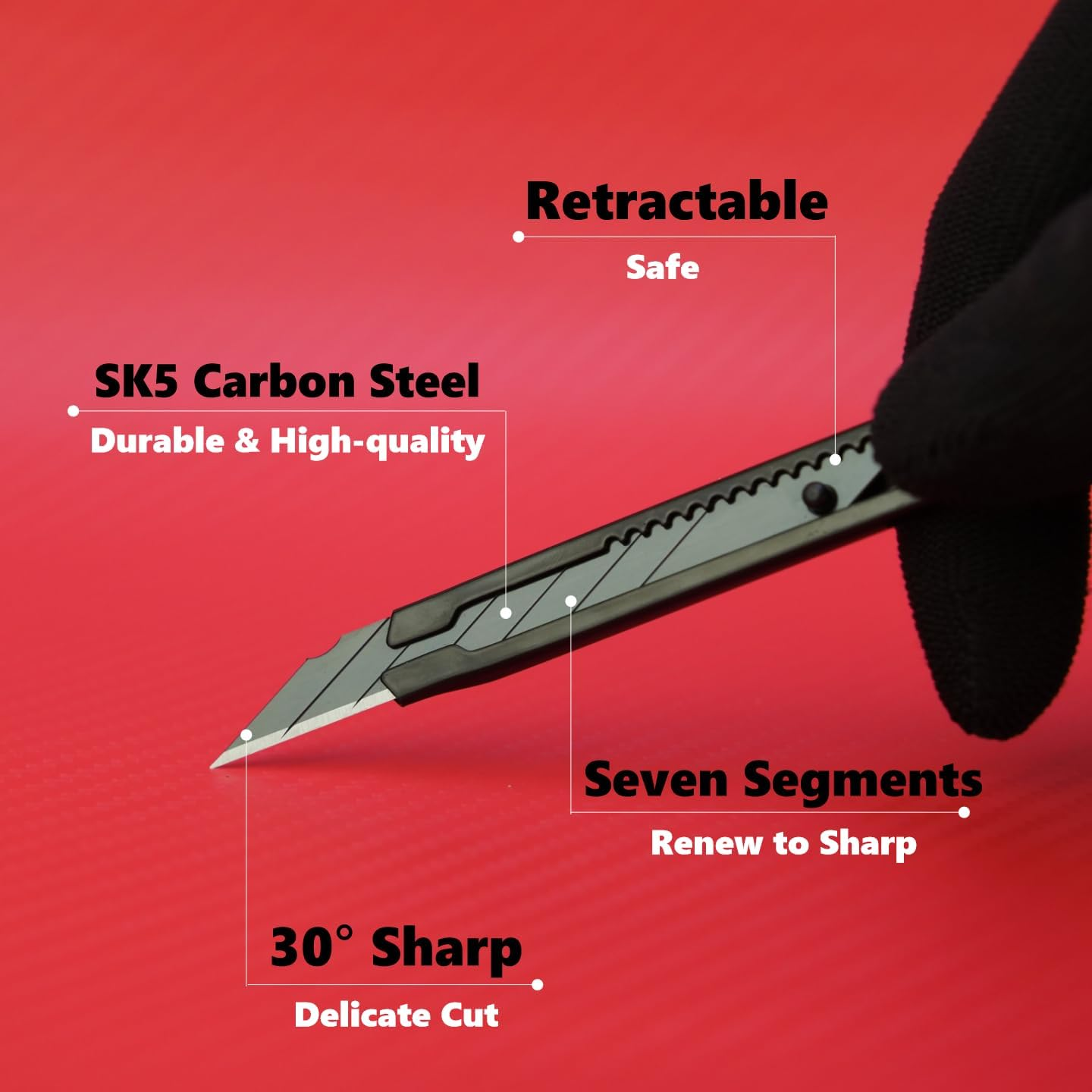 22 Pcs Furniture Film, DIY Kitchen Wrap Tools Kit, Wallpaper, Peel & Stick, Car Vinyl Wrap, Long & Small Felt Squeegee, Safe Cutter, Tape Measure, Utility Knife, Scraper, Rental Friendly, Black & Red image number 2