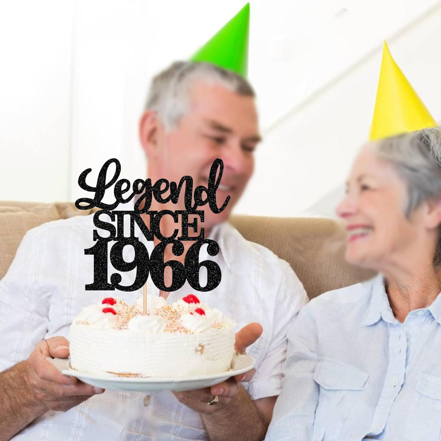 1 Pack Legend since 1966 Cake Topper Glitter Happy 60Th Birthday Cake Pick 60 Fabulous Cake Decorations for Cheers to 60Th Birthday Wedding Anniversary Party Supplies - 20Th image number 2