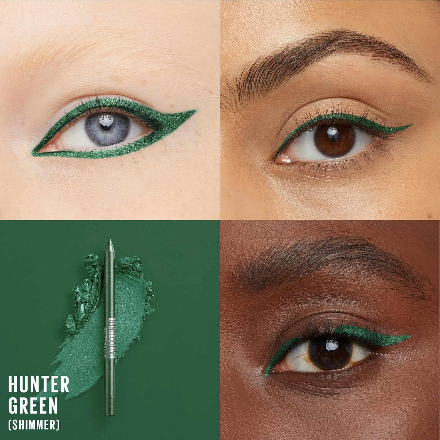 Maybelline New York Tattoo Gel Eyeliner Pencil - Hunter Green (Pack of 2) image number 1