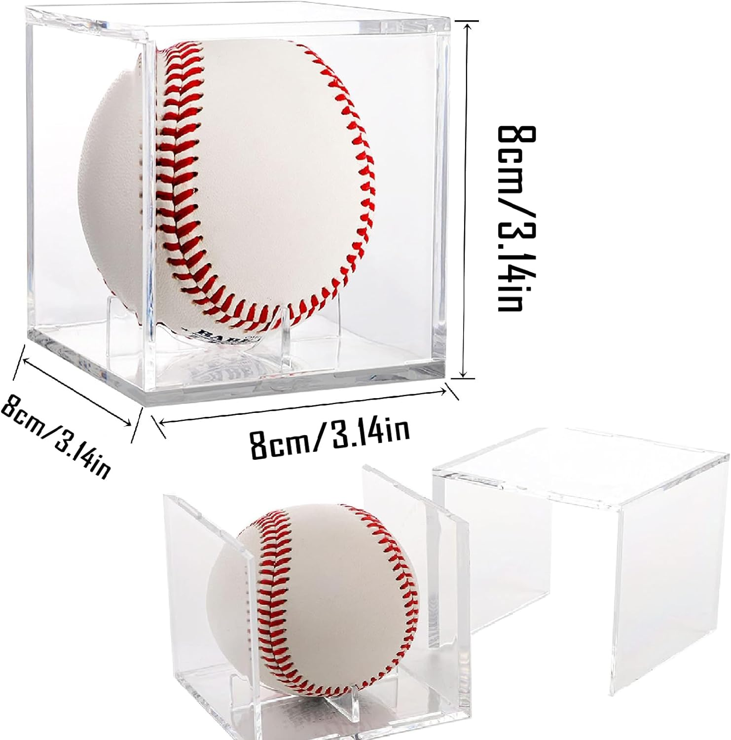 2 Pack Baseball Display Case,Acrylic Cube Baseball Holder UV Protected Acrylic Baseball Storage Box Display Case For,Baseball Baseball Storage Rack image number 1