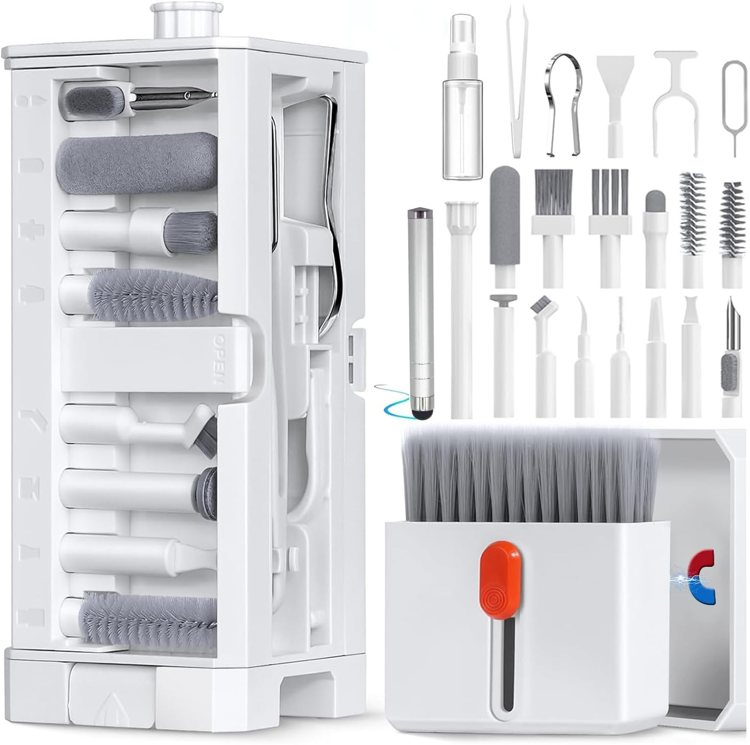 Sydroya 32-In-1 Multi-Functional Cleaner Kit for Electronic Devices, Phone Cleaning Kit, Headphones Cleaner Tool for Airpods, Multi-Tool for Cleaning Keyboard, Computer, Earbuds, Camera, Lens (White) image number 1