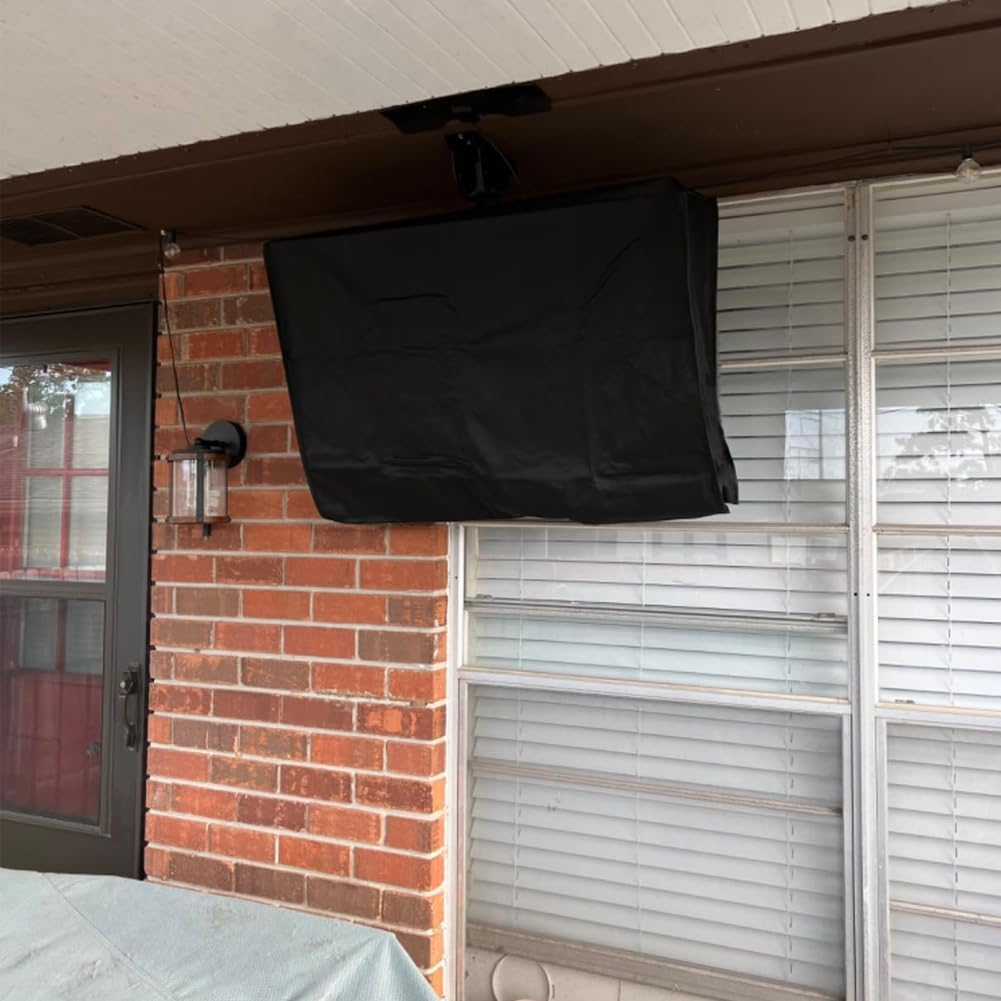 Waterproof Outdoor TV Covers for 55 to 58 Inches outside TV, 600D Thick Fabric TV Screen Protector Cover with Remote Control Pocket - Size 55''W X 35''H X 5.5''D