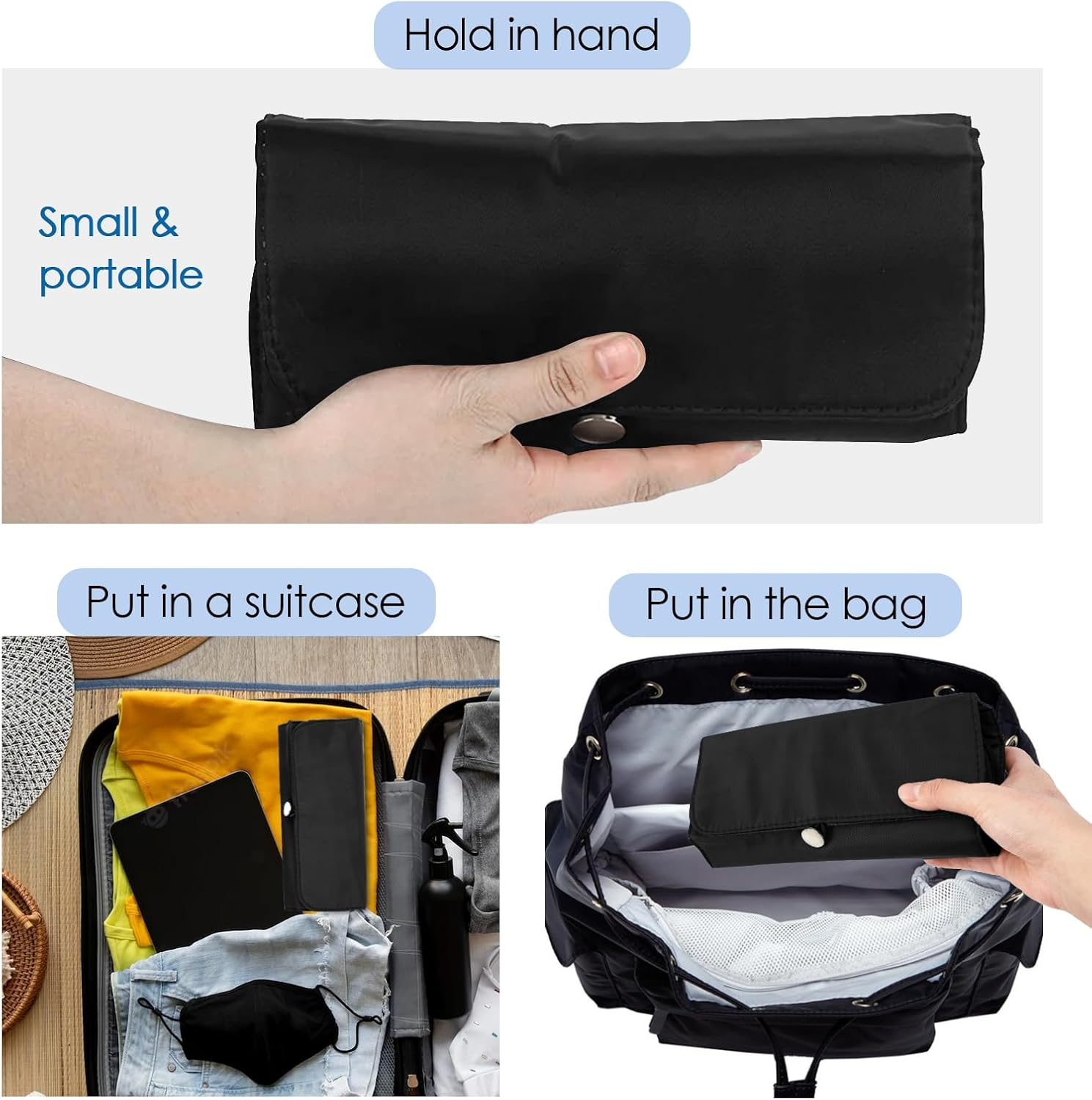 DODAMOUR Makeup Brush Case with Silicone Makeup Brush Cleaner Bowl, Portable Travel Makeup Brush Holder, Waterproof Cosmetic Brush Rolling Foldable Storage Bag (Black) image number 1