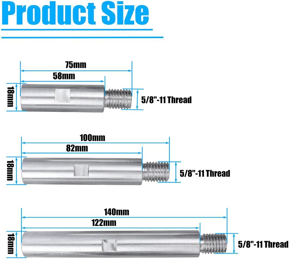 Yakamoz M14 Stainless Steel Rotary Extension Shaft Set, 3Pcs 75Mm 100Mm 140Mm Aluminium Alloy Connecting Rod Connector Adaptor Extension Rod for Grinders Power Tools image number 4