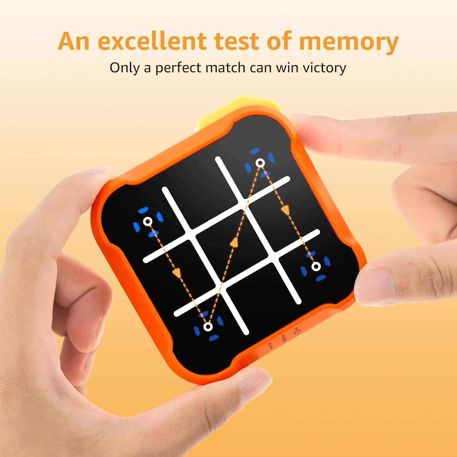 Toe Board Toy Game Electronic Memory Games Training Infinite Toe Game for Indoor Game Handheld Puzzle Game Console Portable Enduring Tic TACS Toe Bolt Game for Kids Adults (Orange) - Yellow image number 2