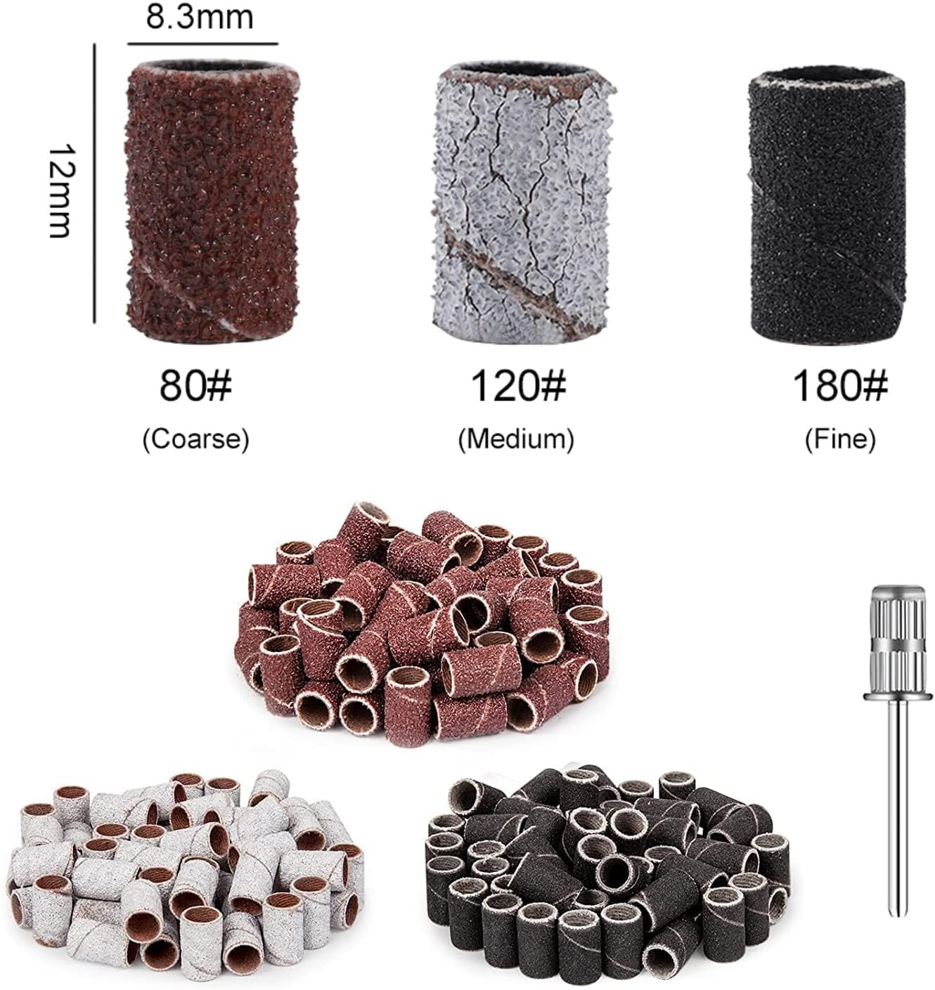 210Pcs Nail Sanding Bands Manicure Drill Set with Box Nail Drill Sanding Tape, 80/120 / 180 GRIT Nail Art Sanding Tape with 1Pcs 3/32 Inch Nail Drill Bit image number 4