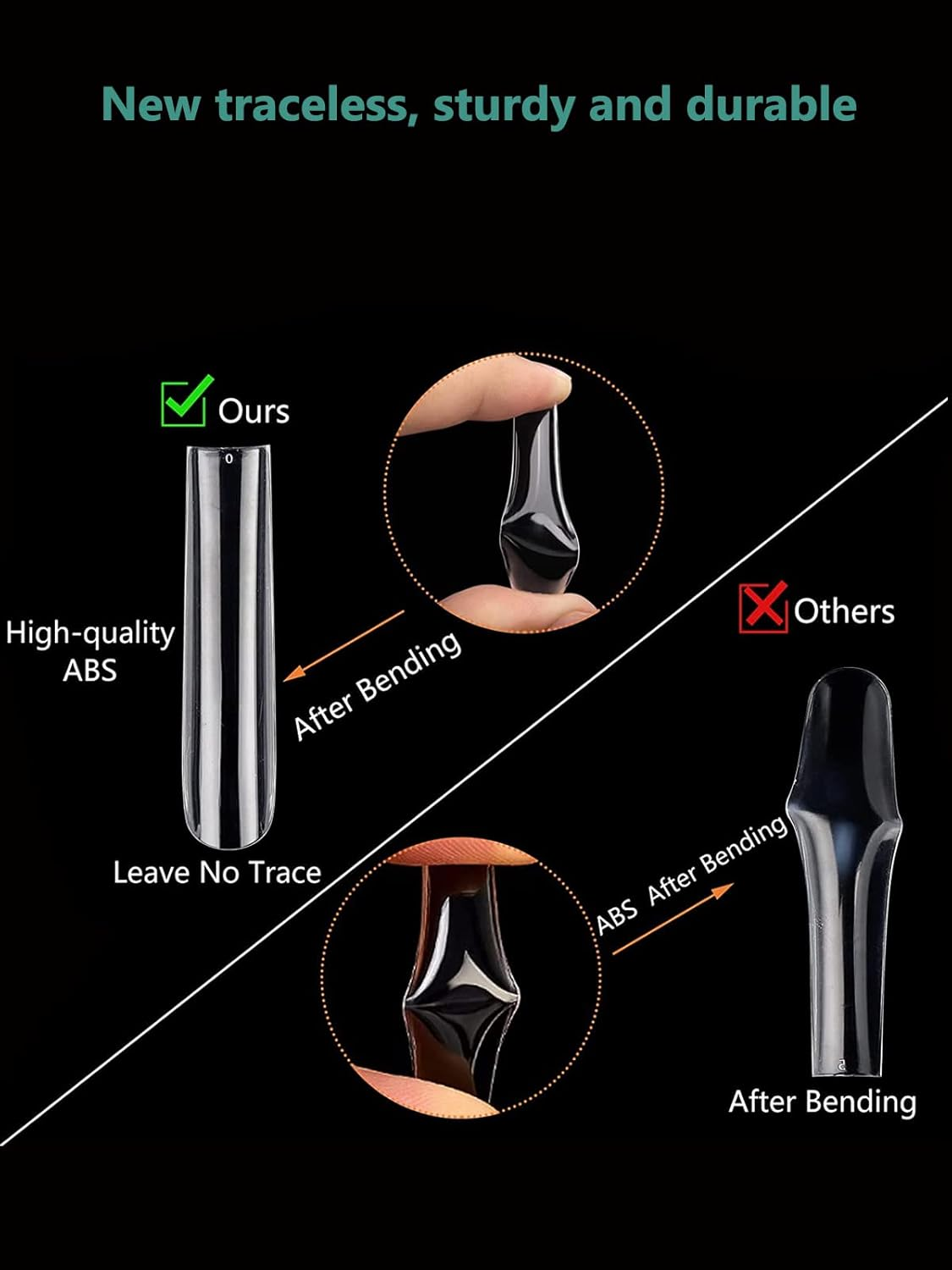 Individual Size 3 5 6 7 Full Cover Square Nail Tips for Acrylic Nails Professional, 200PCS 3XL Extra Long Straight Nail Tip, Straight Tapered Square Press on Nail Tip 4 Mostly Used Sizes image number 1