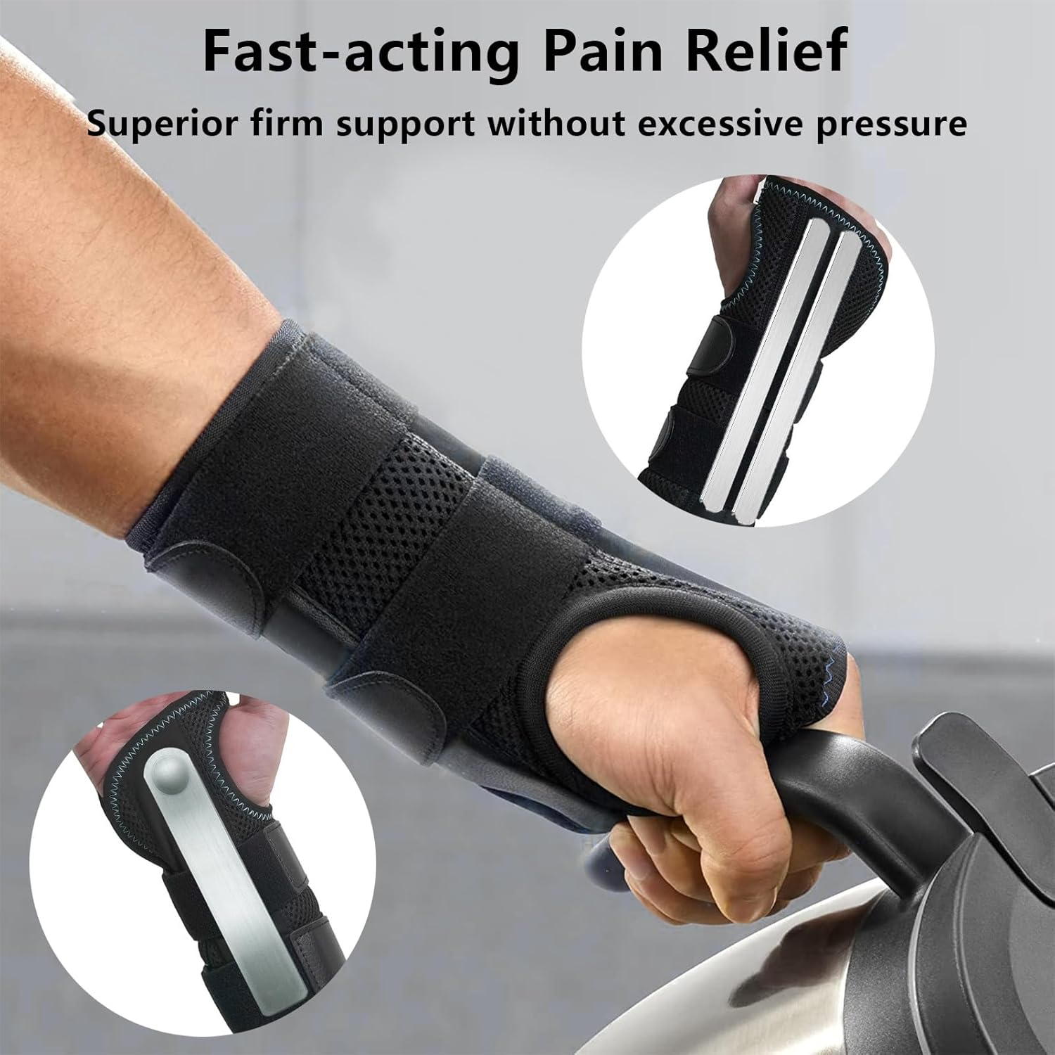 Wrist Brace for Carpal Tunnel, Alleviates Tendonitis Wrist Brace Equipped with 3 Metal Stabilizers, Adjustable Wrist Support Wrap for Arthritis, Sprain, Sleeping, Working (Right, M)