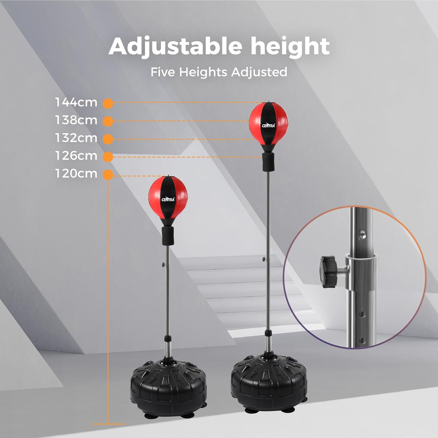 Centra Reflex Bag, Speed Boxing Ball, Freestanding Punching Bag with Stand Stress Ball, Height Adjustable for Adults, Perfect for Stress Relief/Fitness/Punch Home Gym Equipment, High-Speed Rebound image number 2