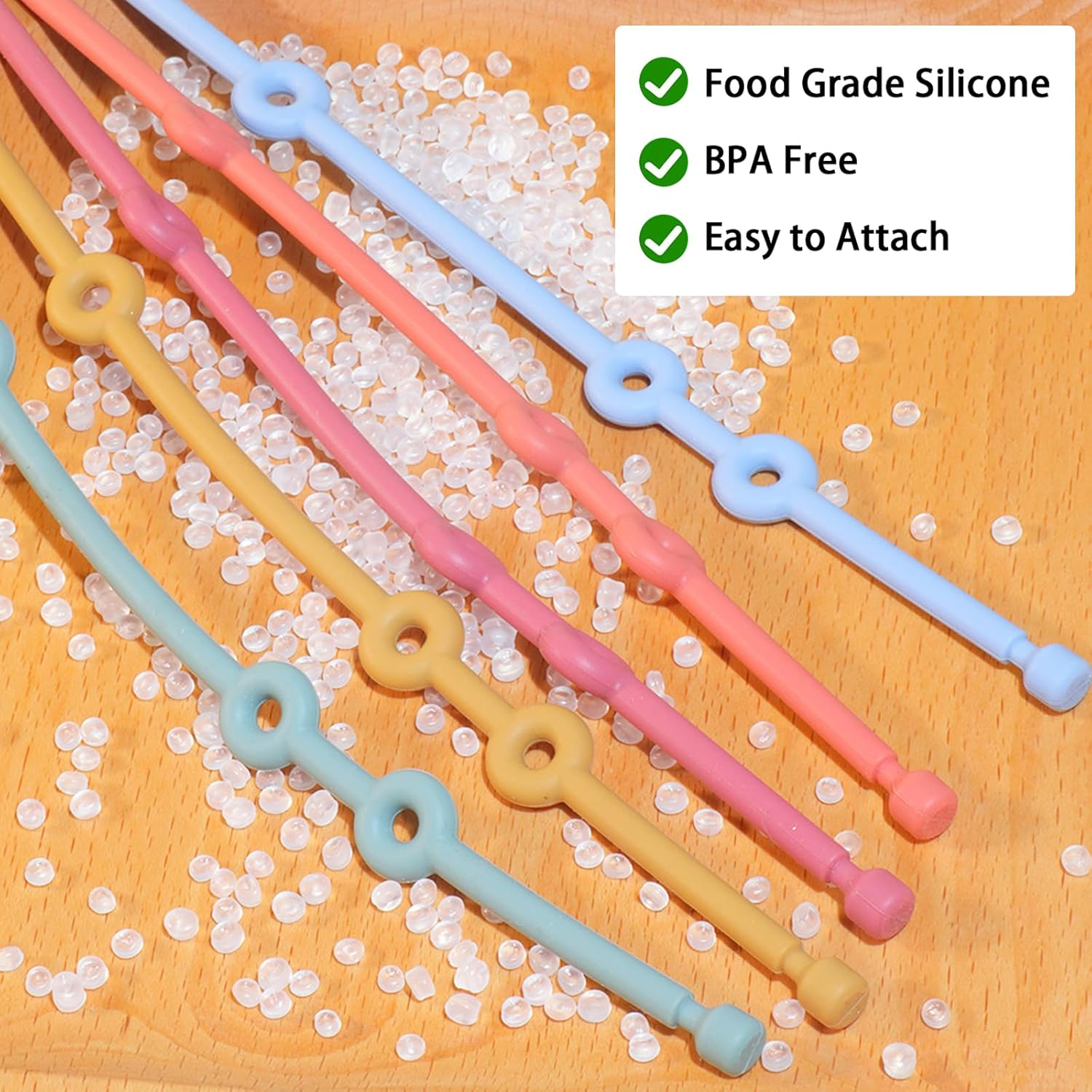 Silicone Baby Teether Set, 5 Packs Pacifier Clip, Car Seat, High Chair, Stroller, Crib, Rocking Chair, Bag, Seat, BPA Free